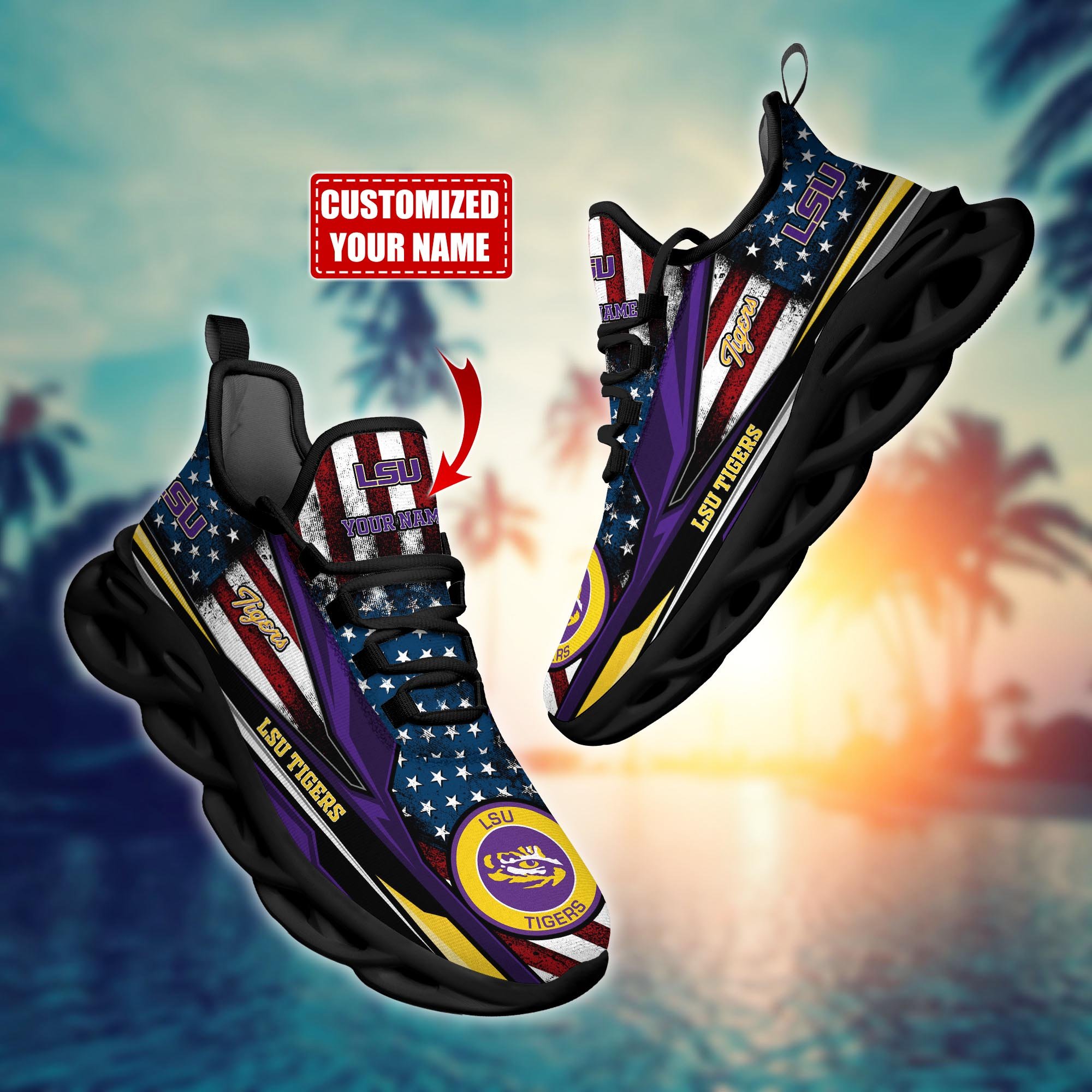 LSU TIGERS Custom Sports Clunky Sneakers For Sports Fans, Gift For Football Lovers H54071