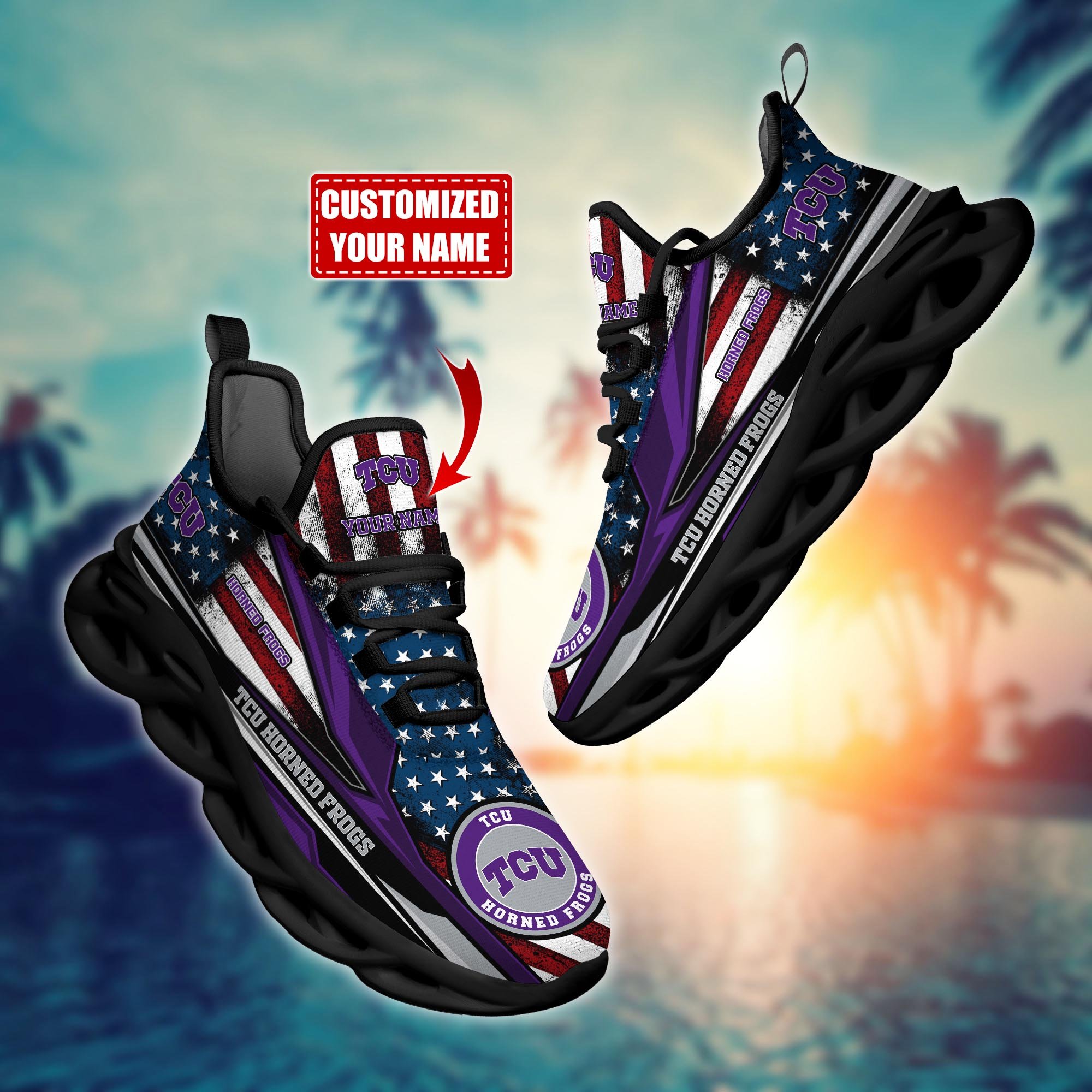 TCU Horned Frogs Custom Sports Clunky Sneakers For Sports Fans, Gift For Football Lovers H54071