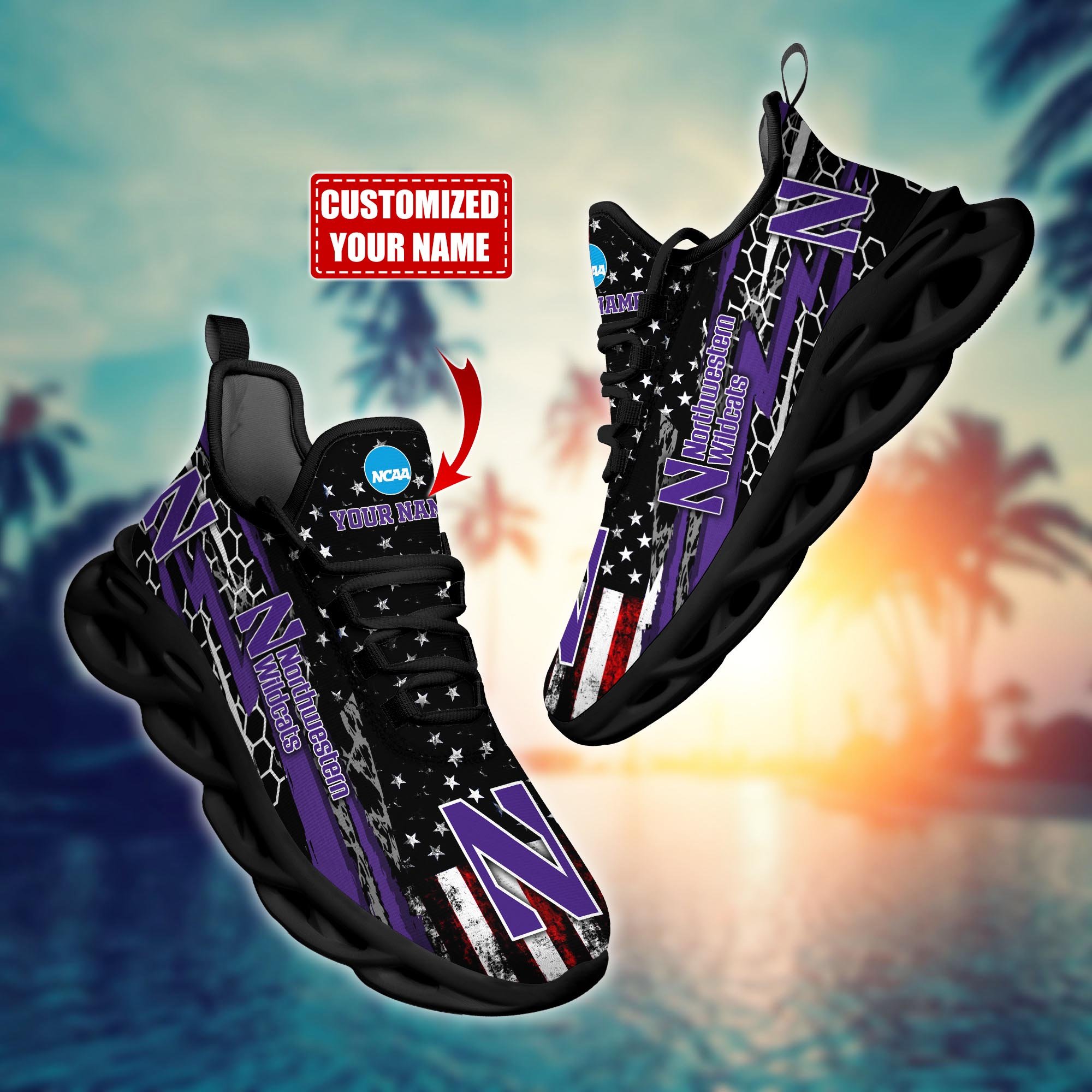 Northwestern Wildcats Custom Sports Clunky Sneakers For Sports Fans, Gift For Football Lovers H54075