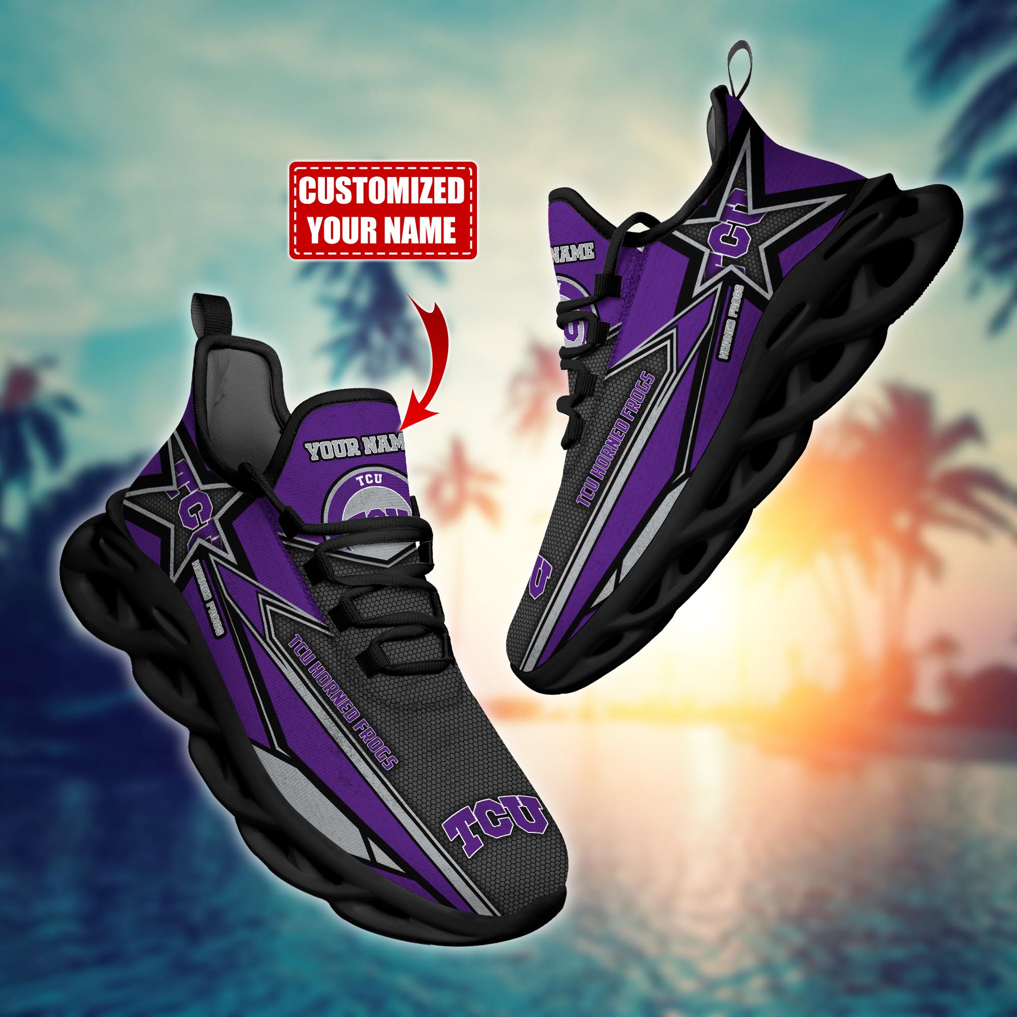 TCU Horned Frogs Custom Sports Clunky Sneakers For Sports Fans, Gift For Football Lovers H54084