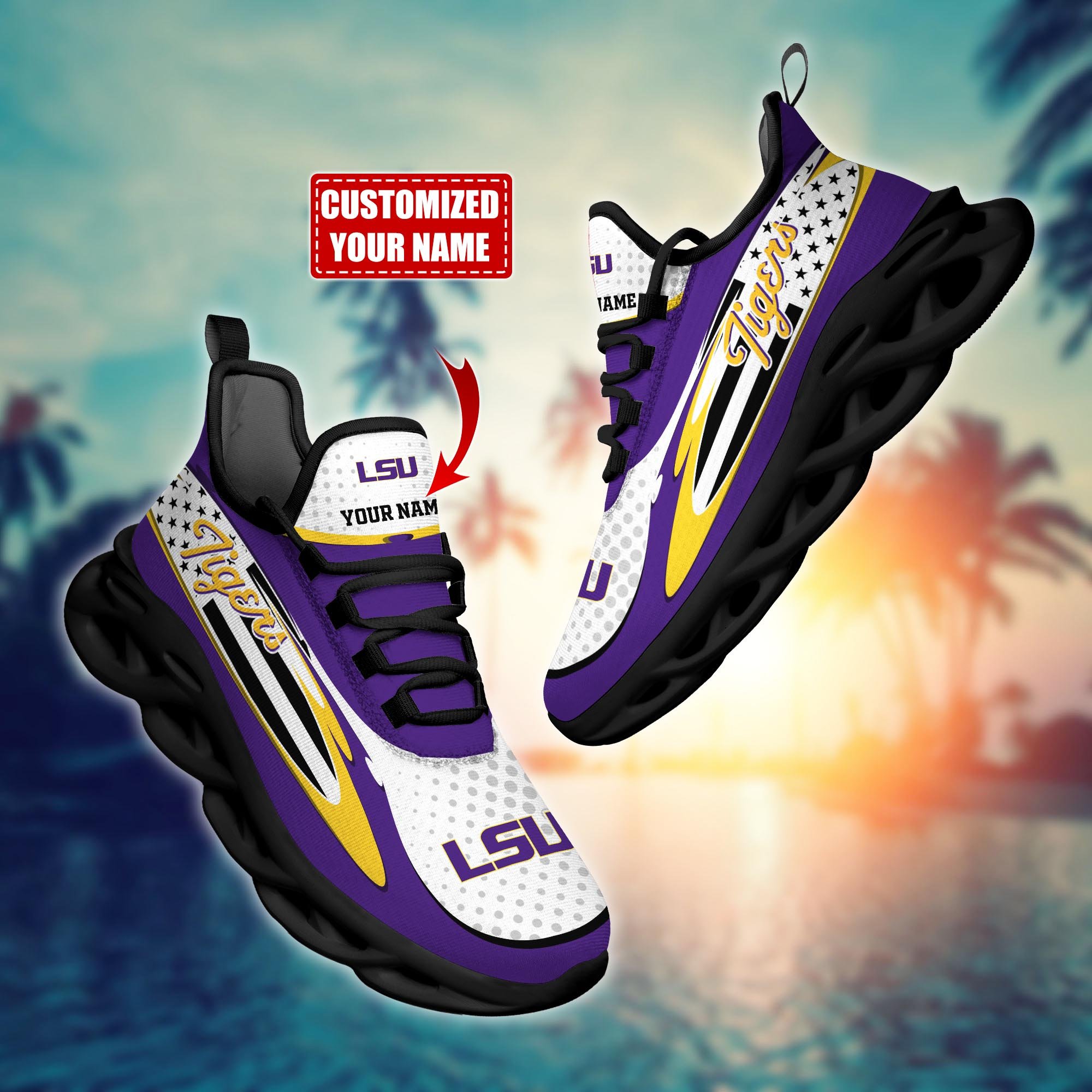 LSU TIGERS Custom Sports Clunky Sneakers For Sports Fans, Gift For Football Lovers H54086