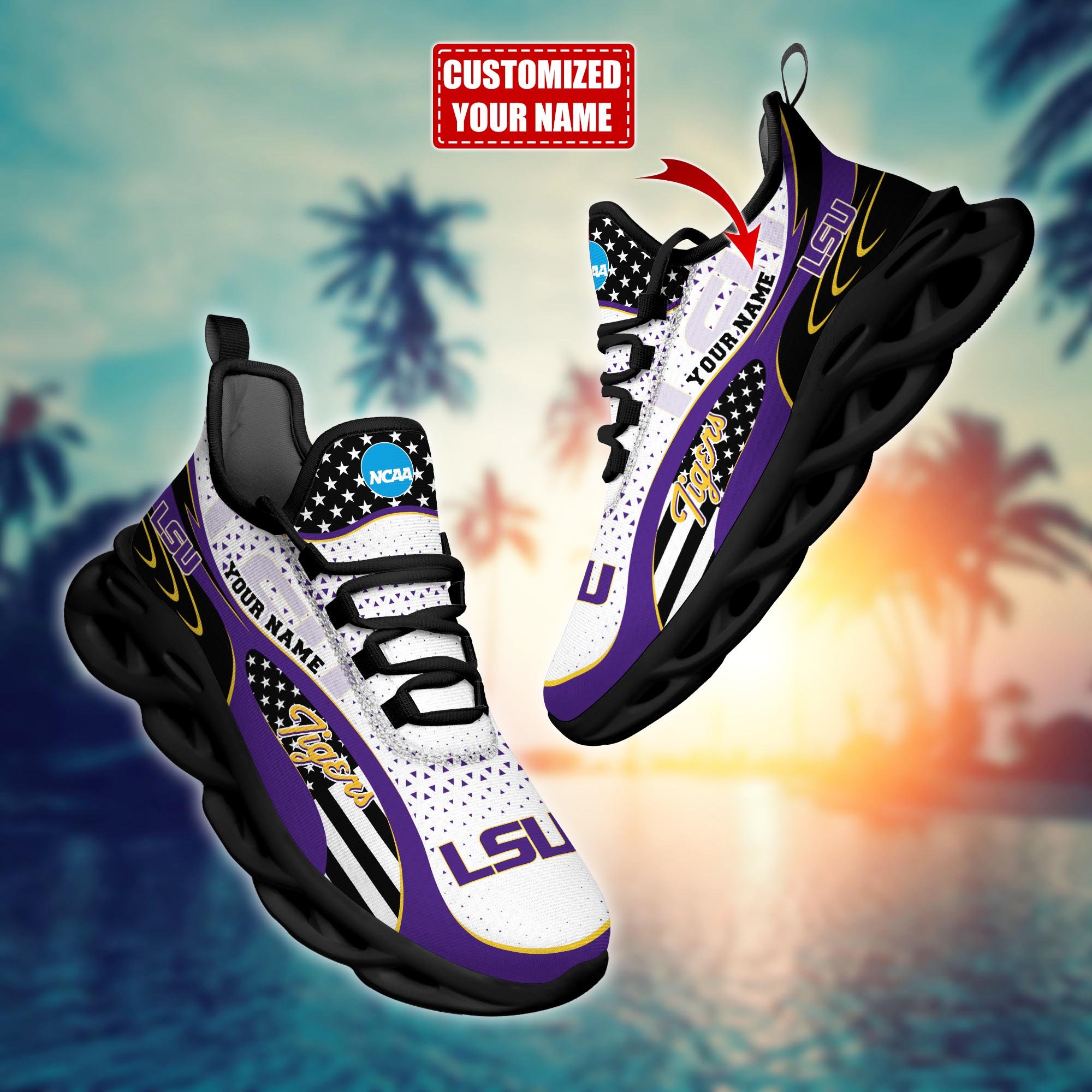 LSU TIGERS Custom Sports Clunky Sneakers For Sports Fans, Gift For Football Lovers H54121