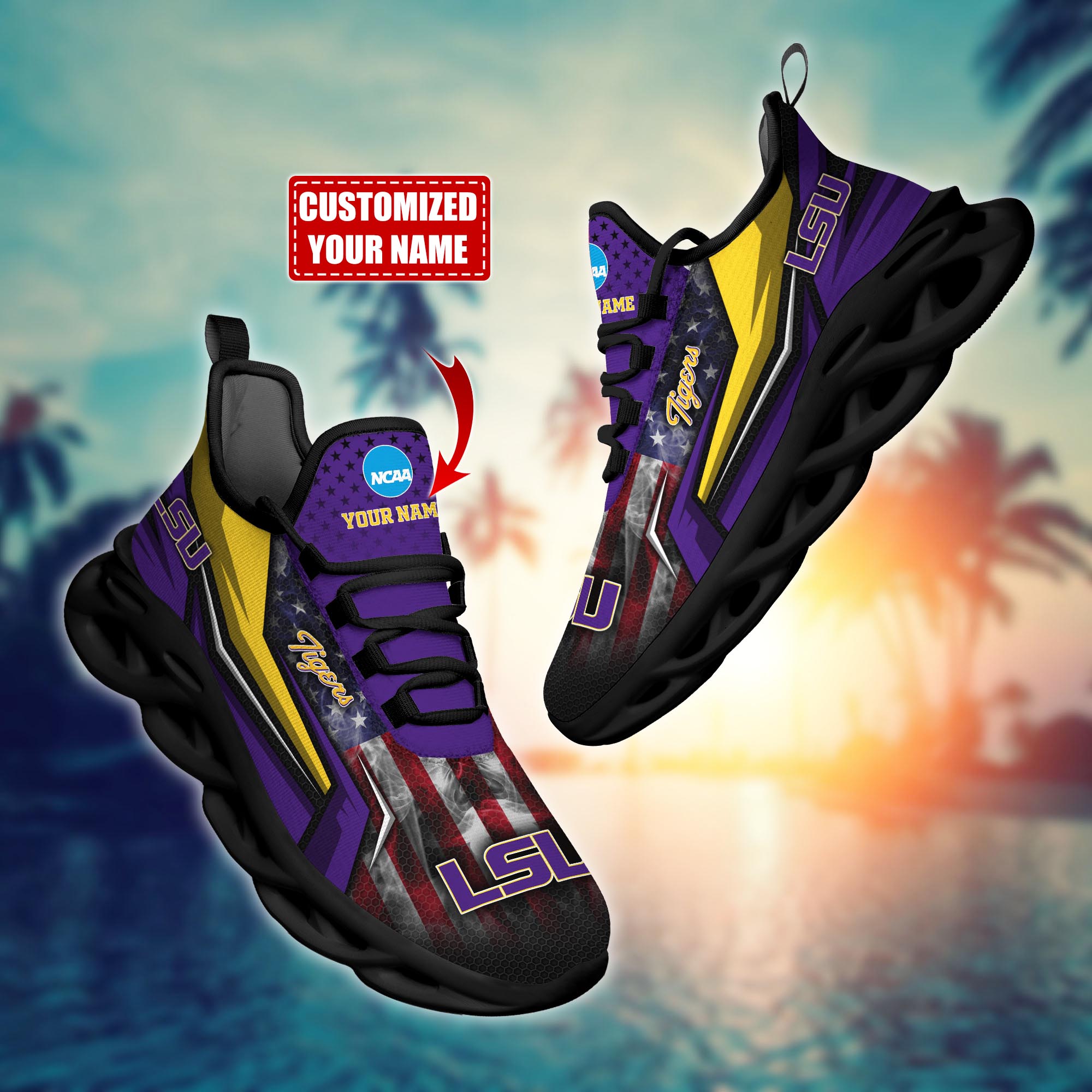 LSU TIGERS Custom Sports Clunky Sneakers For Sports Fans, Gift For Football Lovers H54144