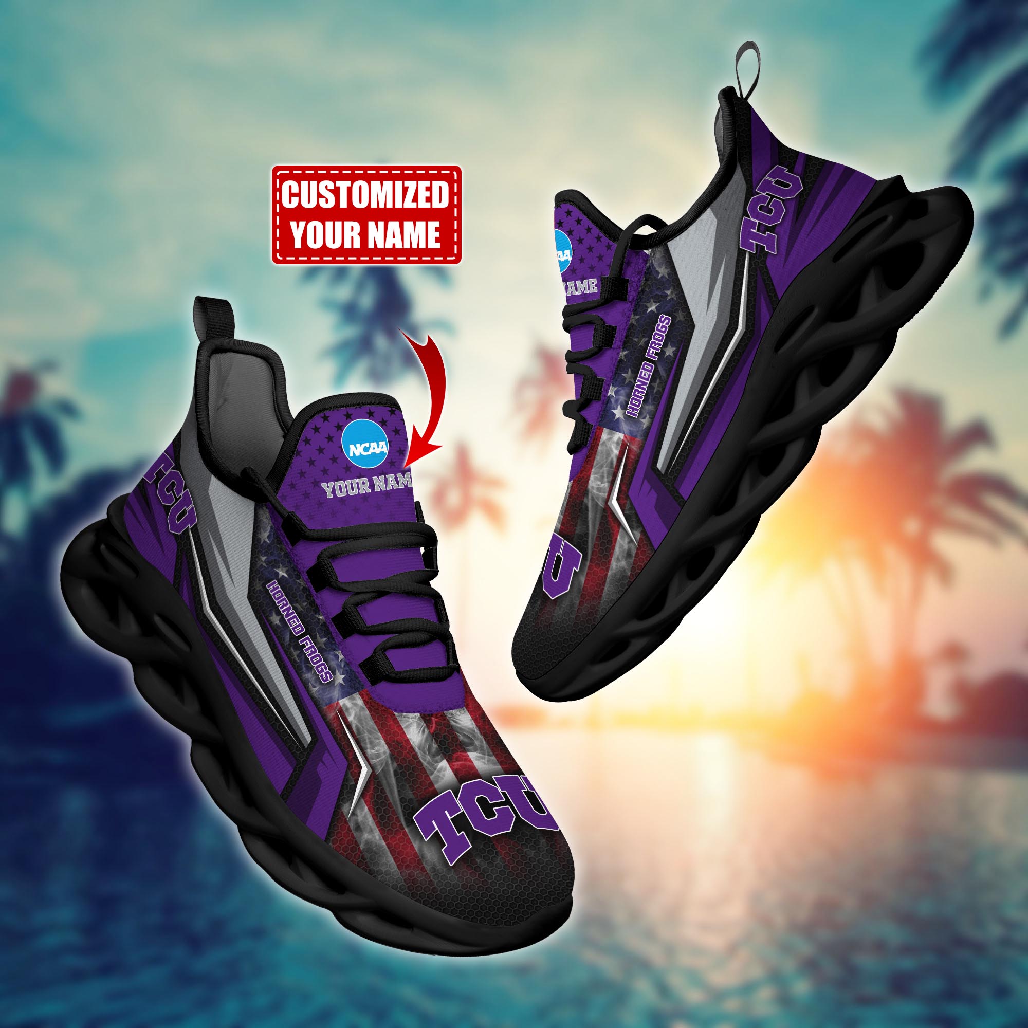 TCU Horned Frogs Custom Sports Clunky Sneakers For Sports Fans, Gift For Football Lovers H54144