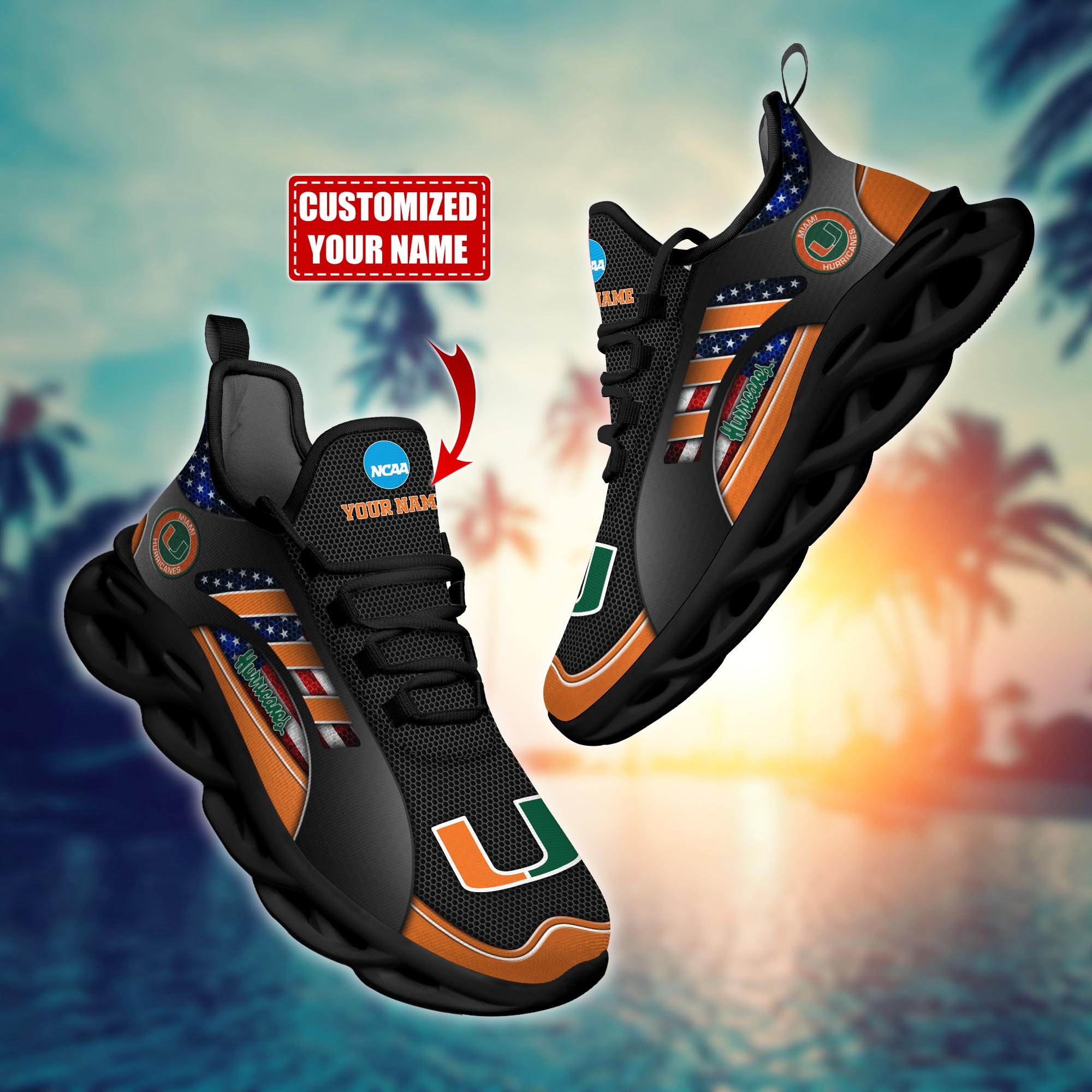 Miami Hurricanes Custom Sports Clunky Sneakers For Sports Fans, Gift For Football Lovers H54147