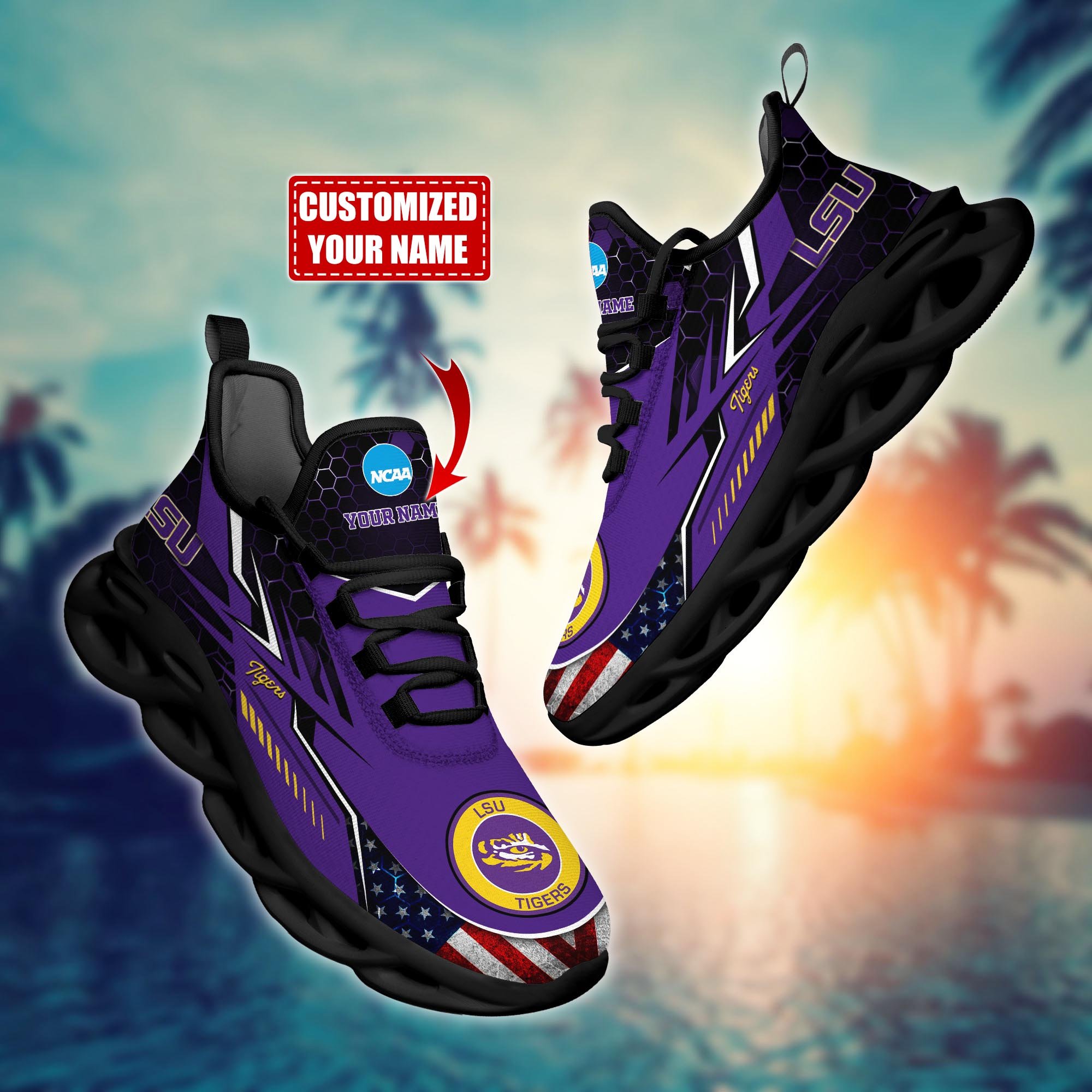 LSU TIGERS Custom Sports Clunky Sneakers For Sports Fans, Gift For Football Lovers H54171