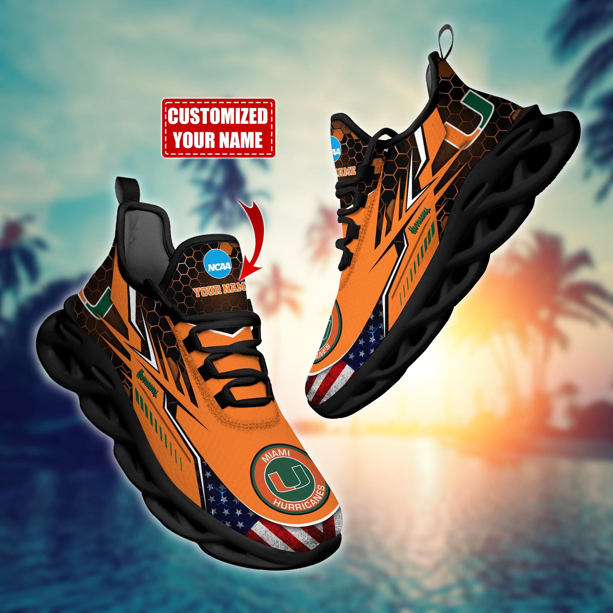 Miami Hurricanes Custom Sports Clunky Sneakers For Sports Fans, Gift For Football Lovers H54171