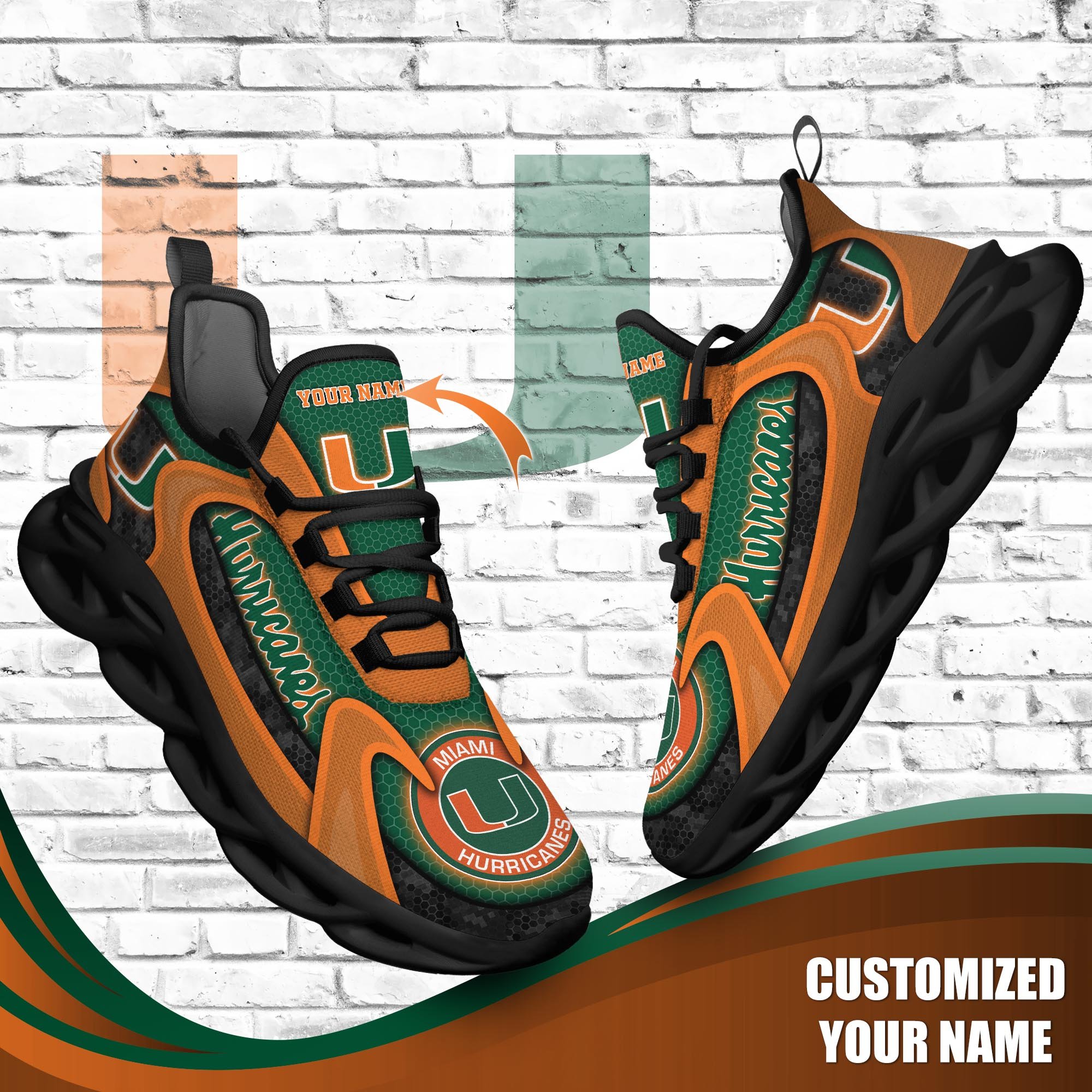 Miami Hurricanes Custom Sports Clunky Sneakers For Sports Fans, Gift For Football Lovers TT58873