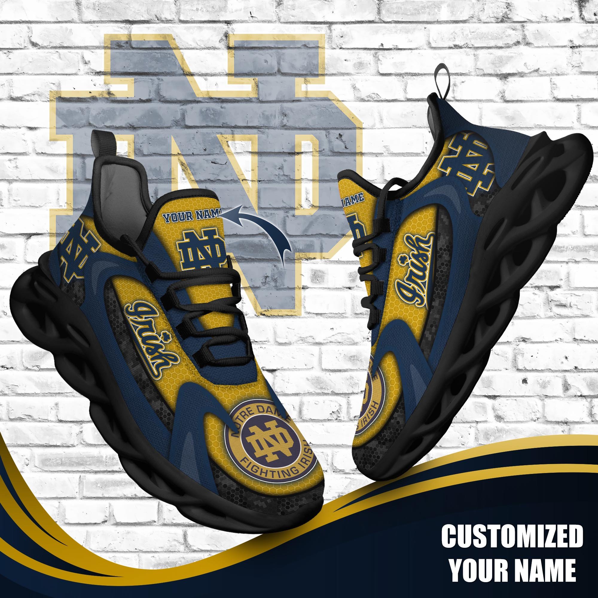 Notre Dame Fighting Irish Custom Sports Clunky Sneakers For Sports Fans, Gift For Football Lovers TT58873