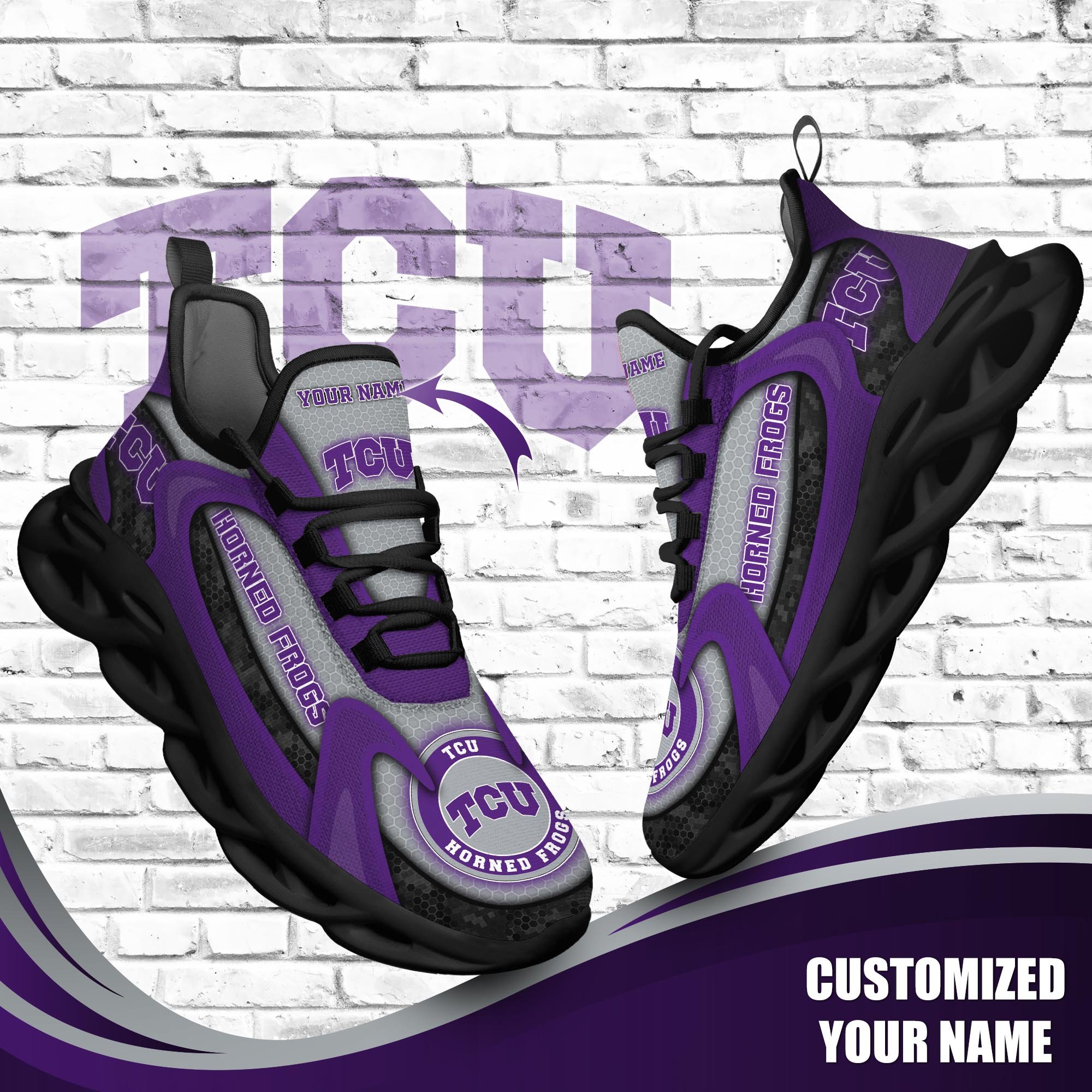 TCU Horned Frogs Custom Sports Clunky Sneakers For Sports Fans, Gift For Football Lovers TT58873