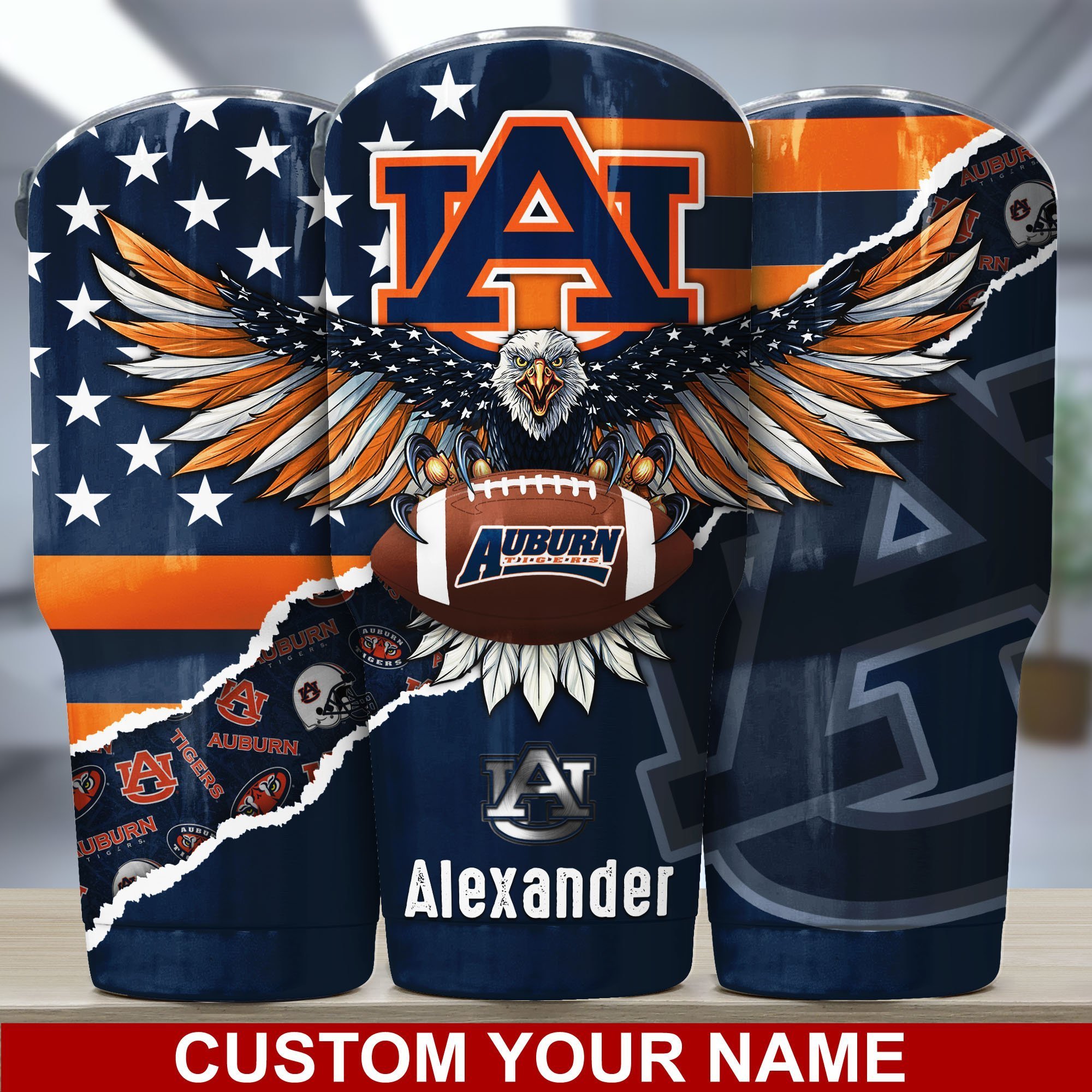 Auburn Tigers America Eagle Tumbler For Sport Lovers, Custom Sport Drinkware TD28954