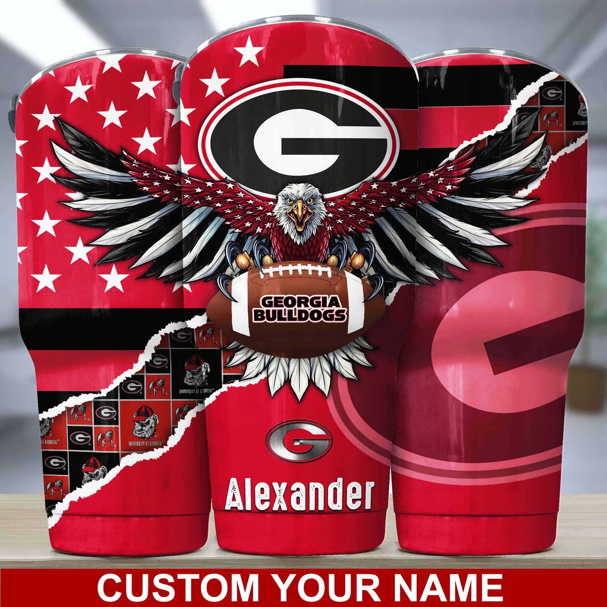 Georgia Bulldogs America Eagle Tumbler For Sport Lovers, Custom Sport Drinkware TD28954