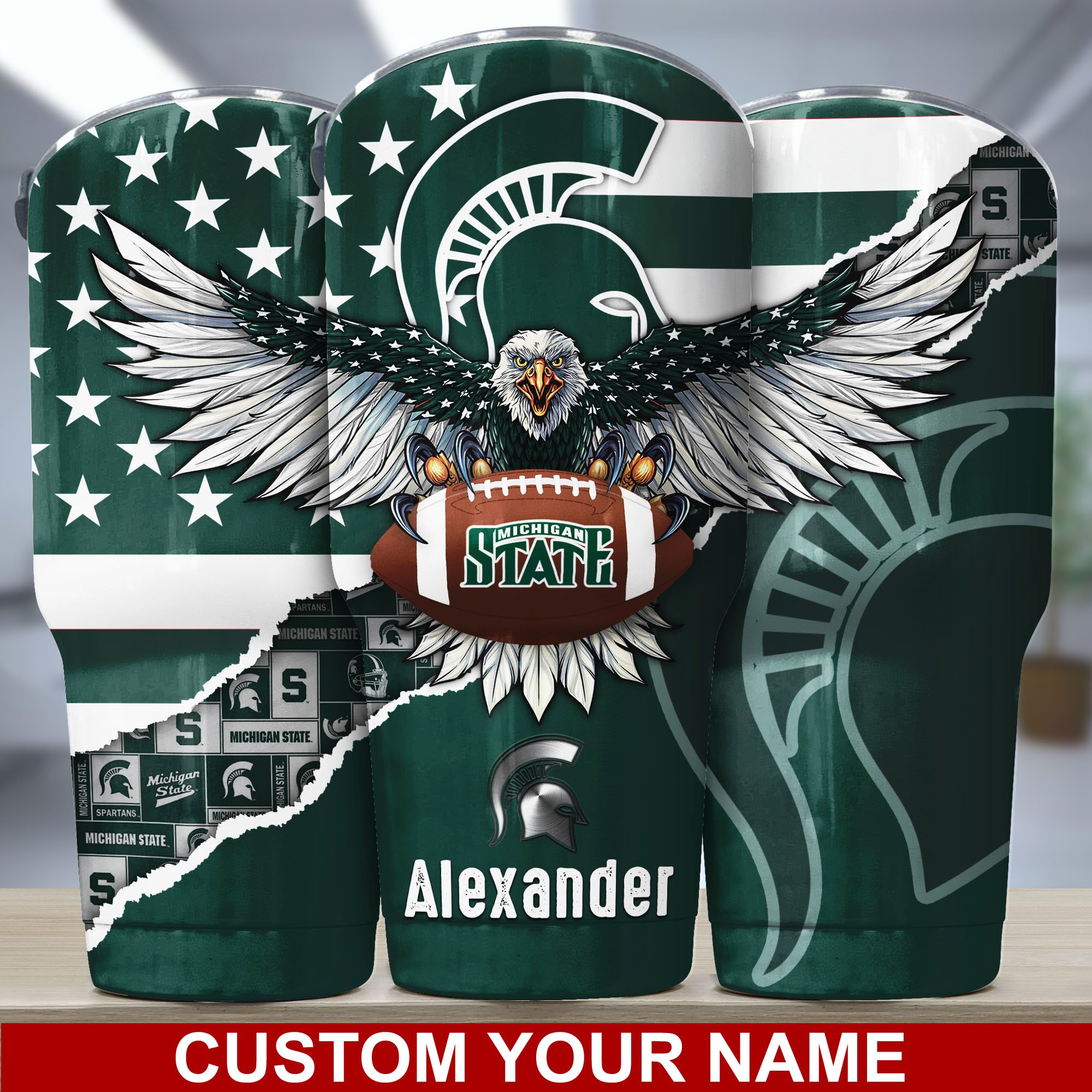 Michigan State Spartans America Eagle Tumbler For Sport Lovers, Custom Sport Drinkware TD28954