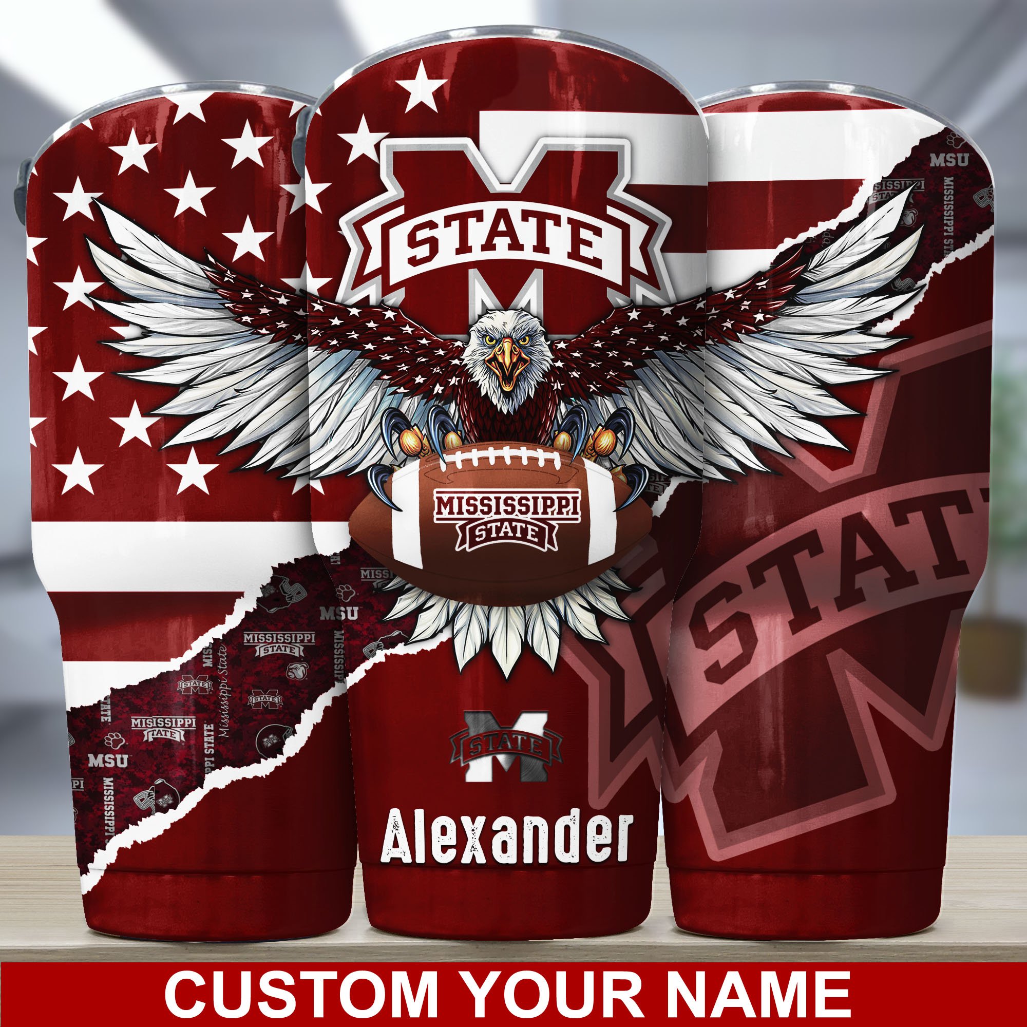 Mississippi State Bulldogs America Eagle Tumbler For Sport Lovers, Custom Sport Drinkware TD28954