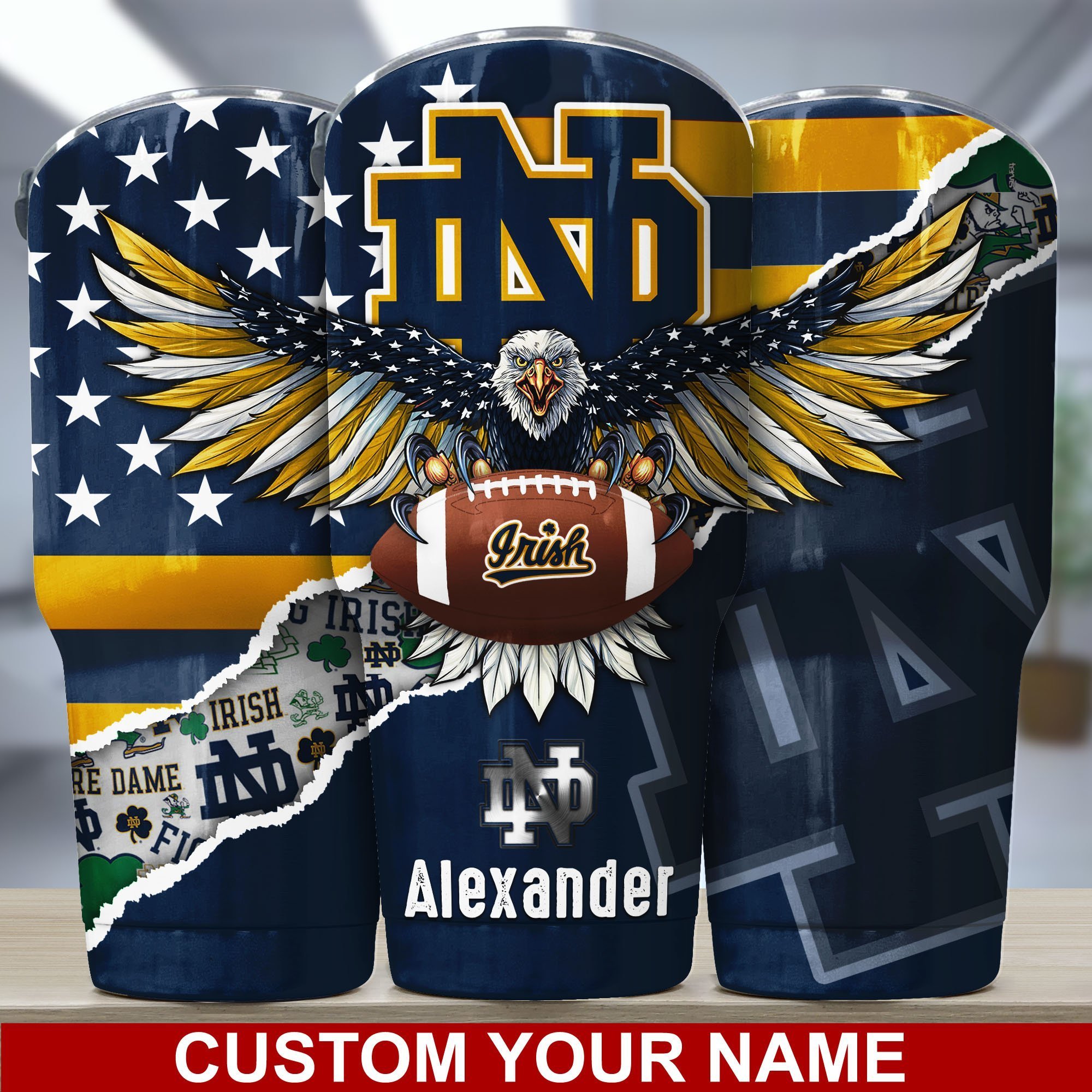 Notre Dame Fighting Irish America Eagle Tumbler For Sport Lovers, Custom Sport Drinkware TD28954