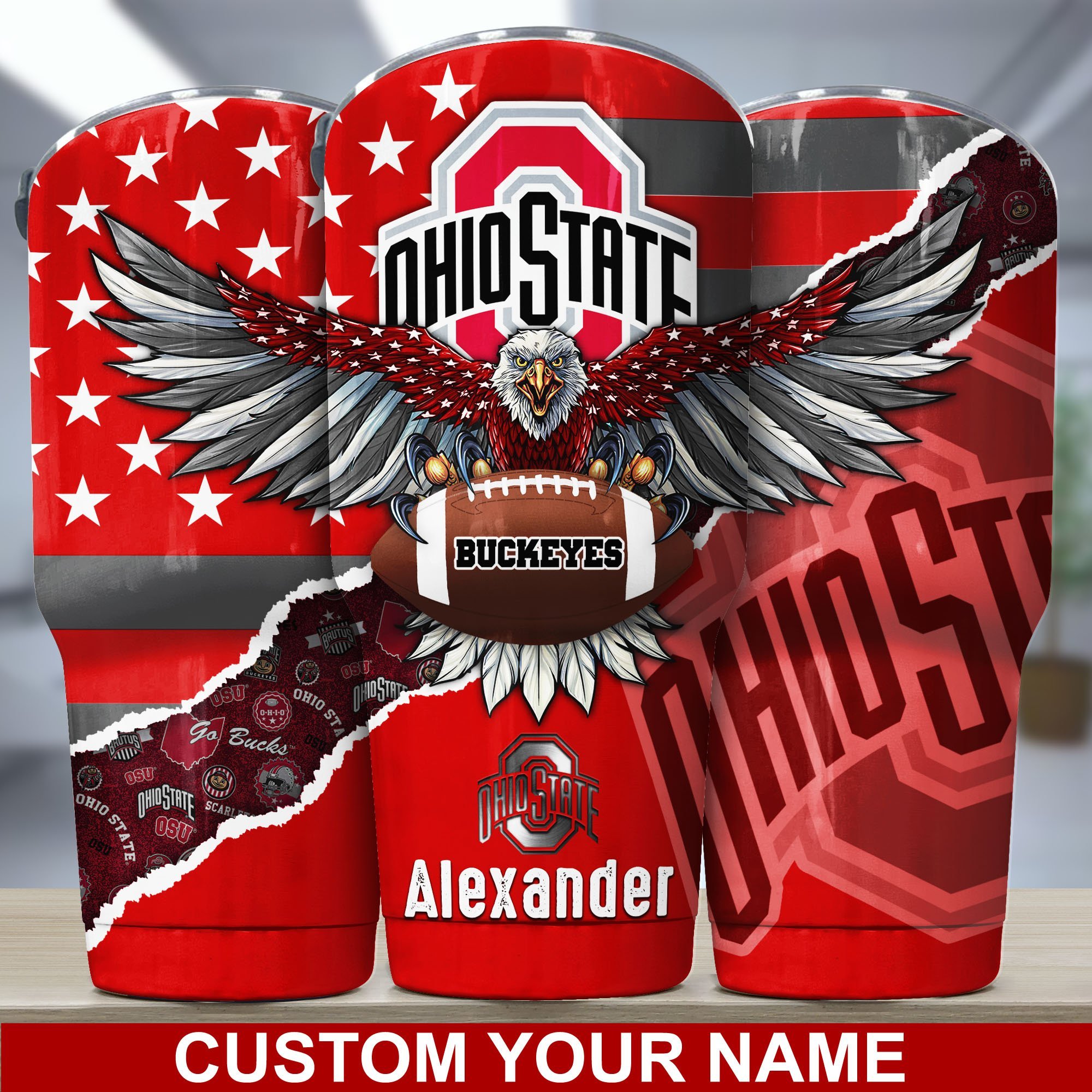 Ohio State Buckeyes America Eagle Tumbler For Sport Lovers, Custom Sport Drinkware TD28954