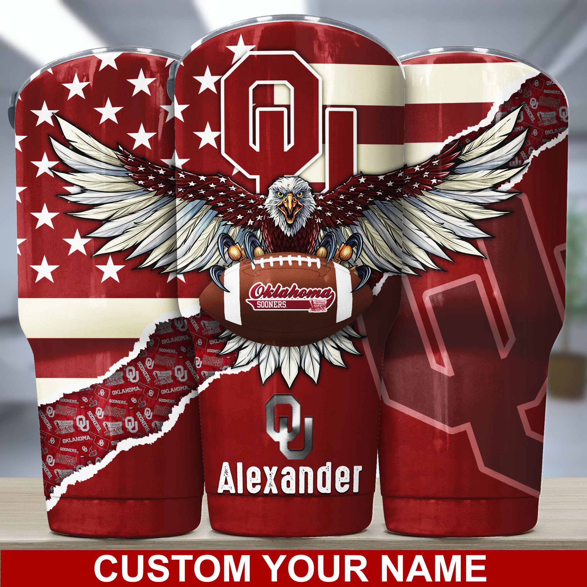 Oklahoma Sooners America Eagle Tumbler For Sport Lovers, Custom Sport Drinkware TD28954