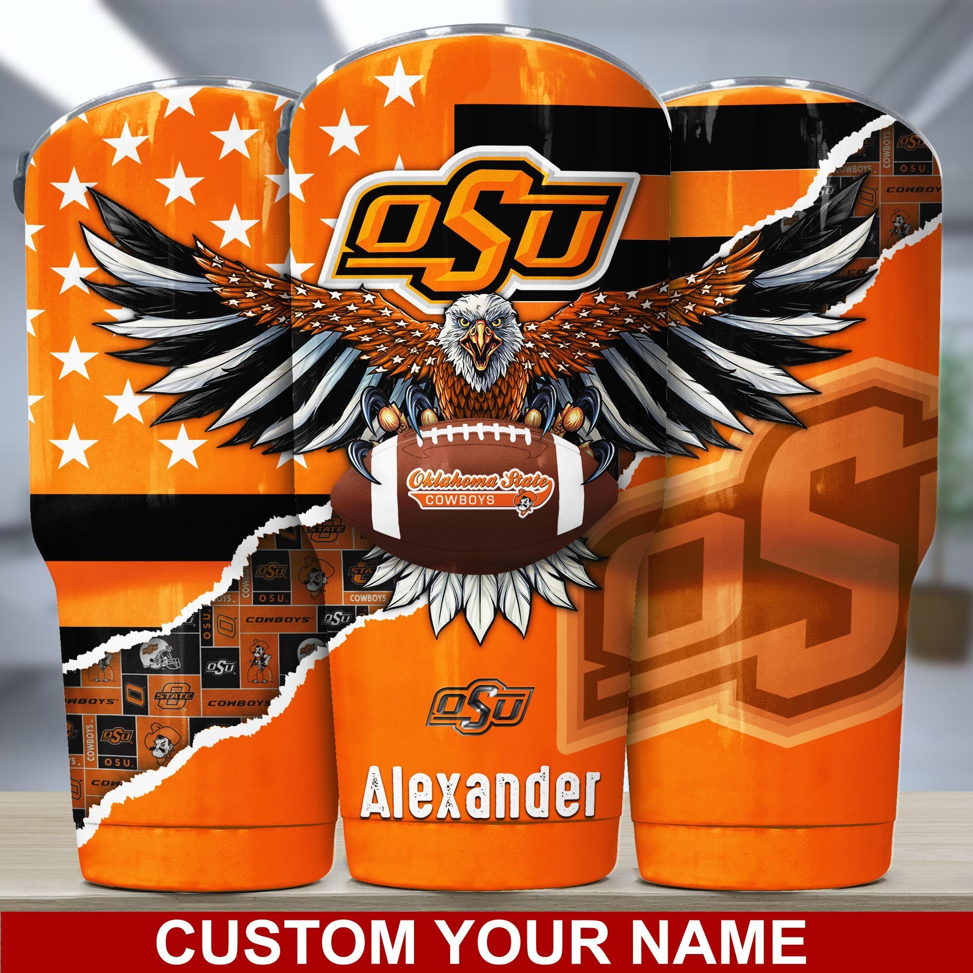 Oklahoma State Cowboys America Eagle Tumbler For Sport Lovers, Custom Sport Drinkware TD28954