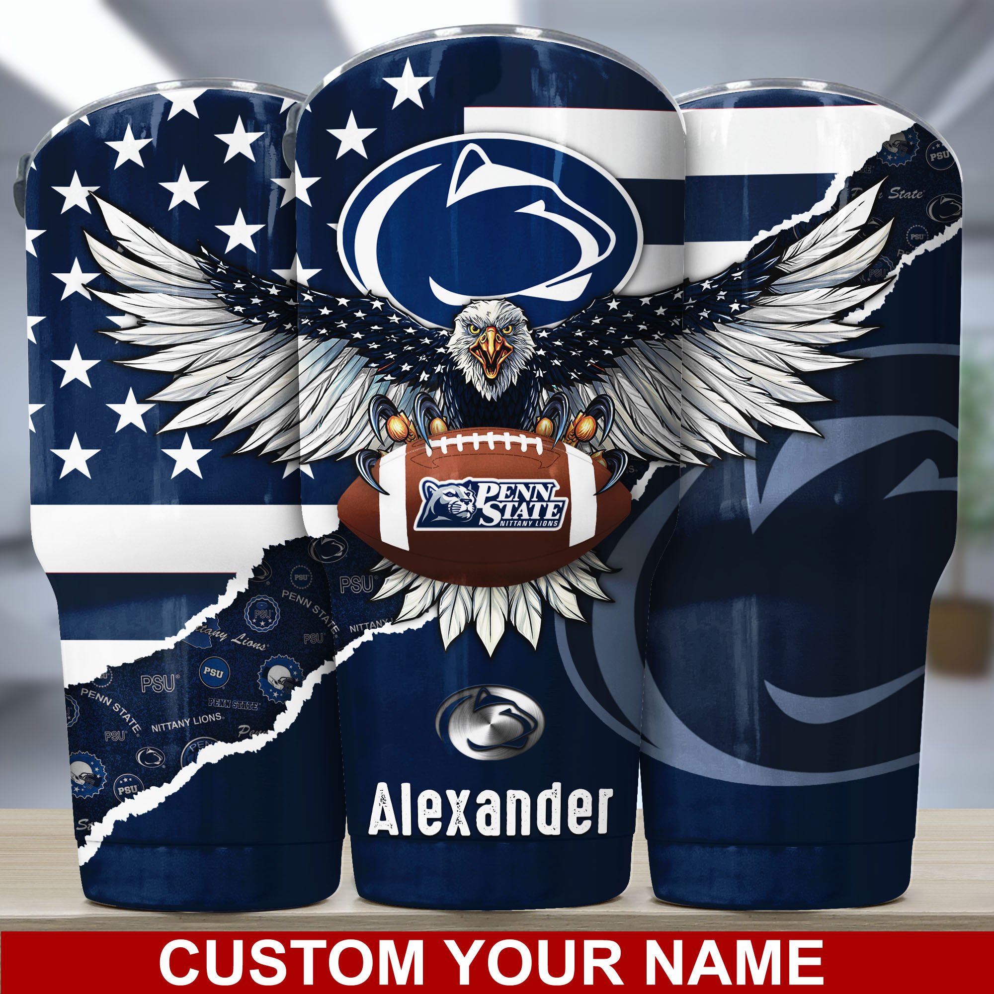 Penn State Nittany Lions America Eagle Tumbler For Sport Lovers, Custom Sport Drinkware TD28954