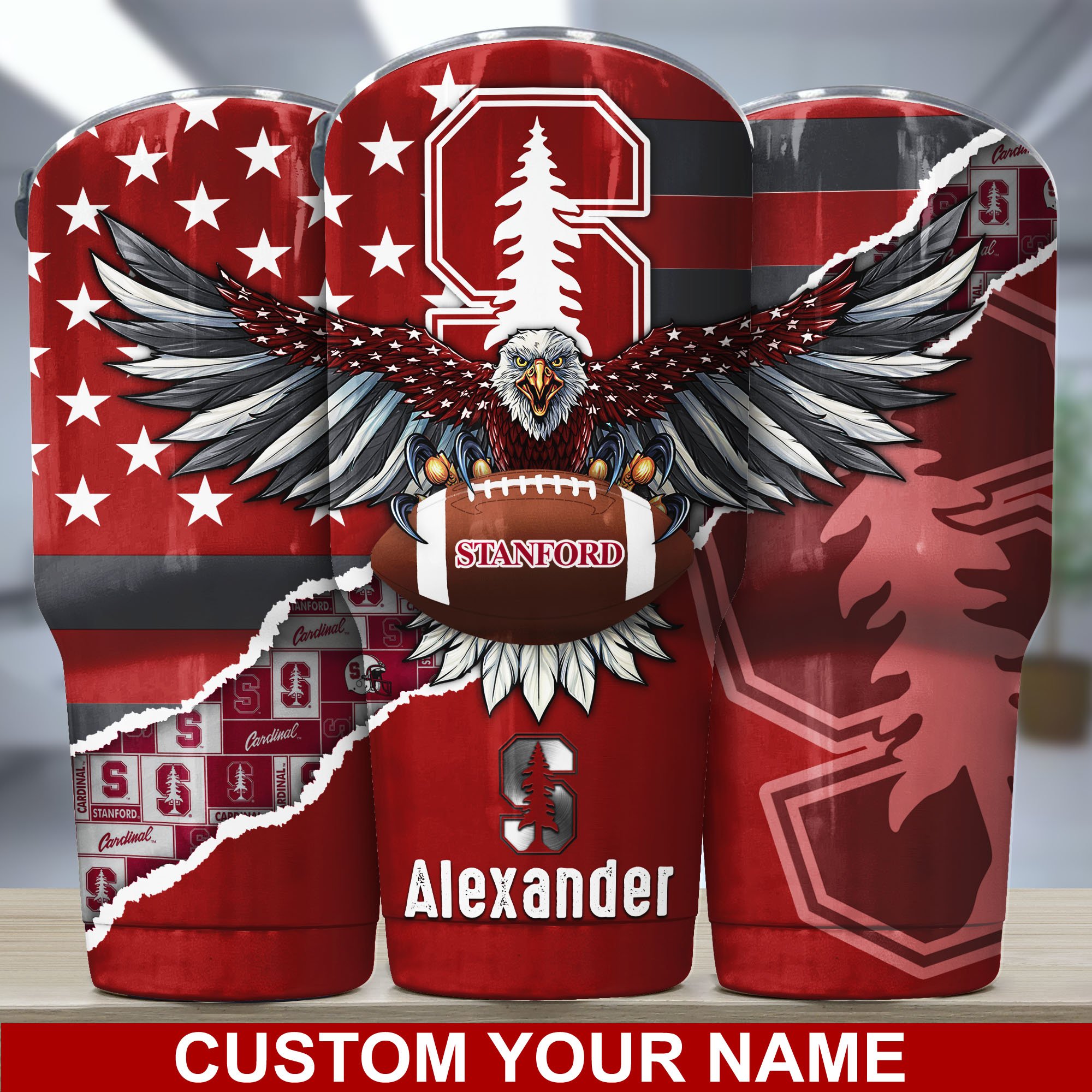 Stanford Cardinal America Eagle Tumbler For Sport Lovers, Custom Sport Drinkware TD28954