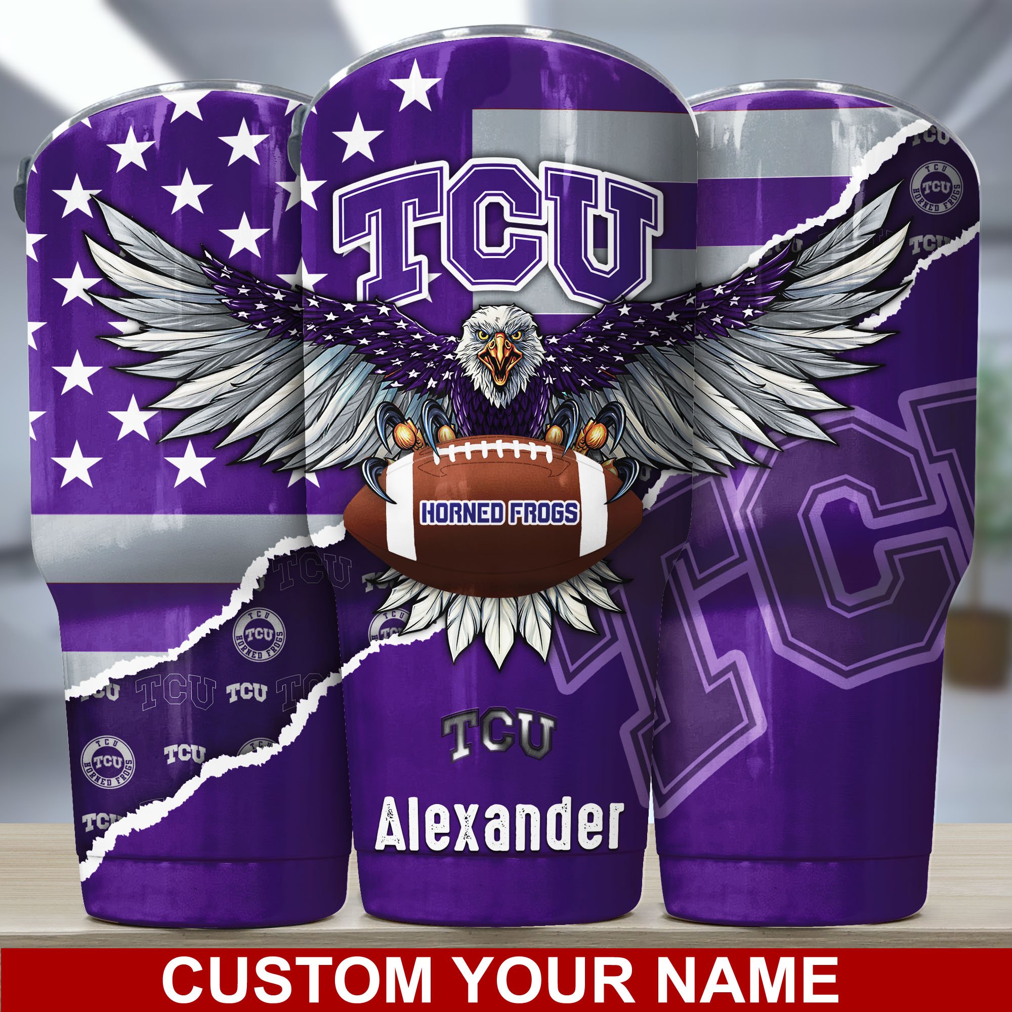 TCU Horned Frogs America Eagle Tumbler For Sport Lovers, Custom Sport Drinkware TD28954