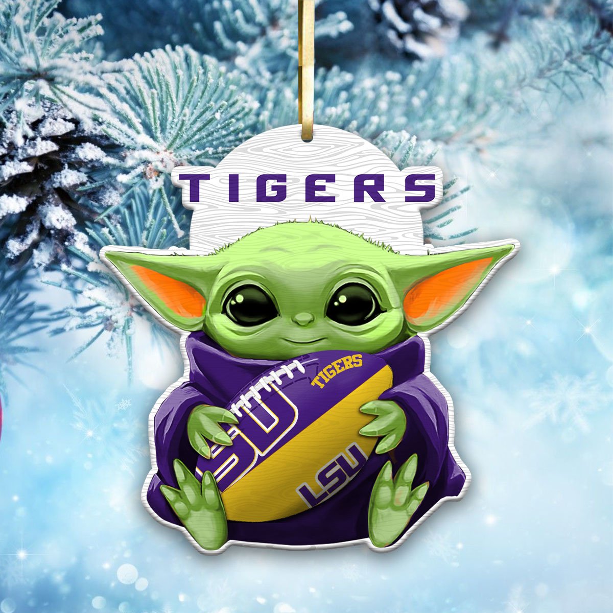 LSU TIGERS Wood Ornament Baby Yoda For This Season, Any Team Any League TD43797