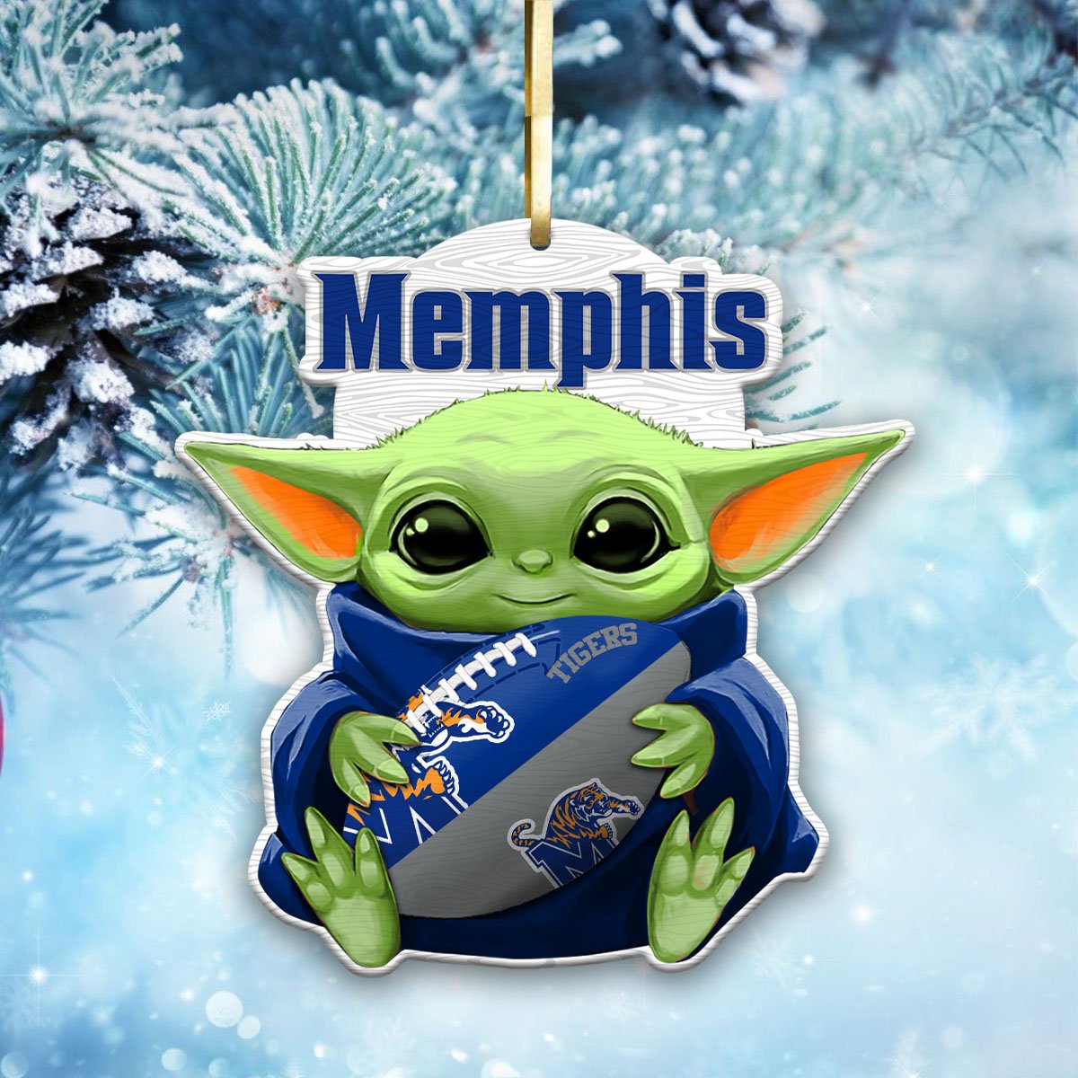 Memphis Tigers Wood Ornament Baby Yoda For This Season, Any Team Any League TD43797