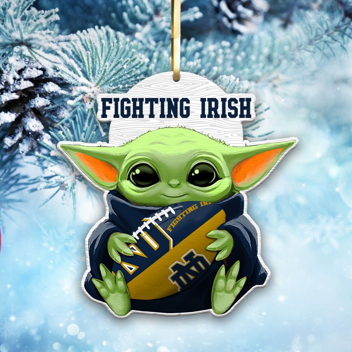 Notre Dame Fighting Irish Wood Ornament Baby Yoda For This Season, Any Team Any League TD43797