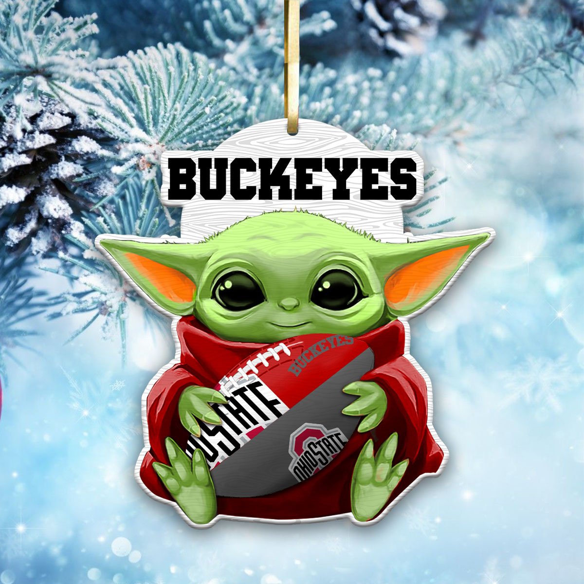 Ohio State Buckeyes Wood Ornament Baby Yoda For This Season, Any Team Any League TD43797