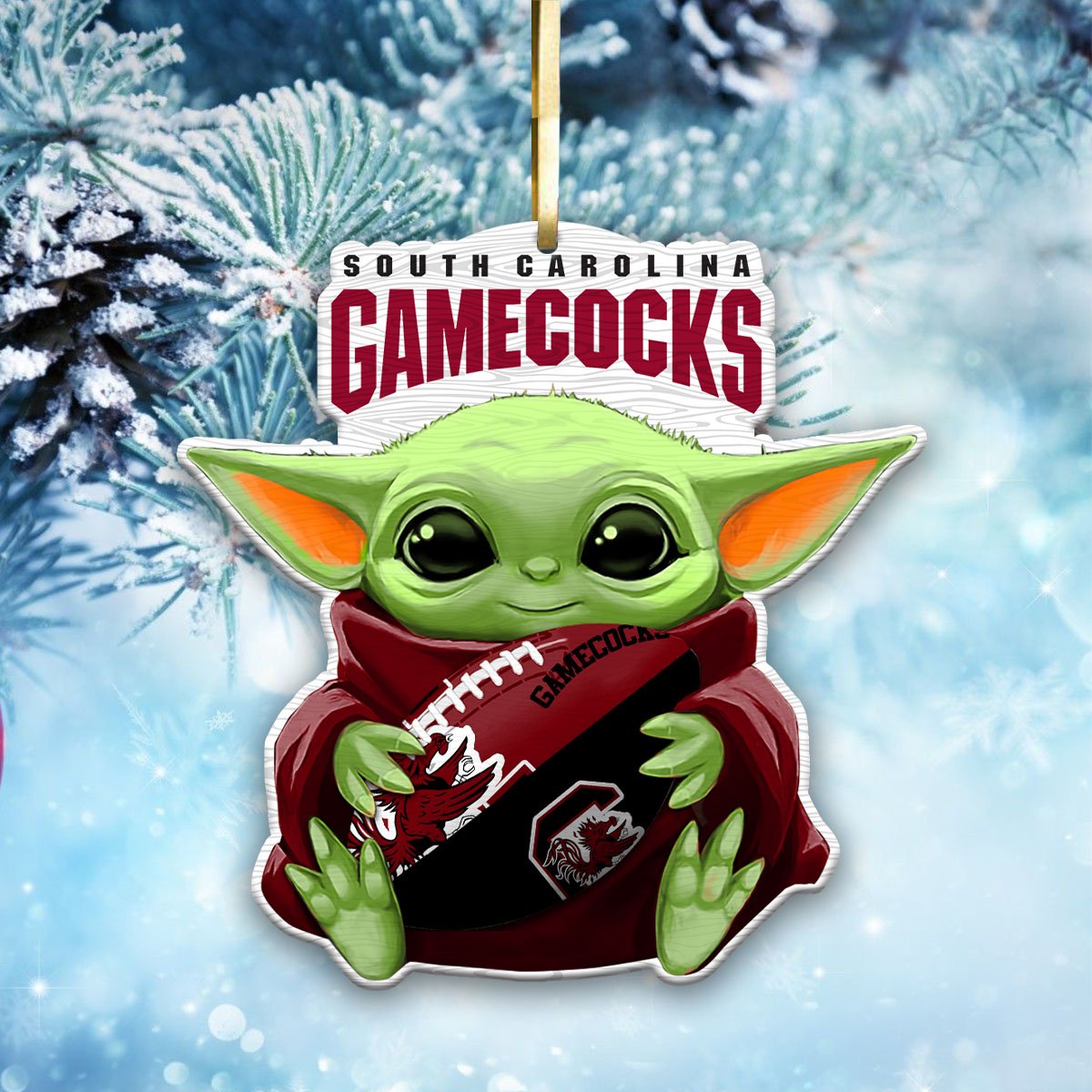 South Carolina Gamecocks Wood Ornament Baby Yoda For This Season, Any Team Any League TD43797