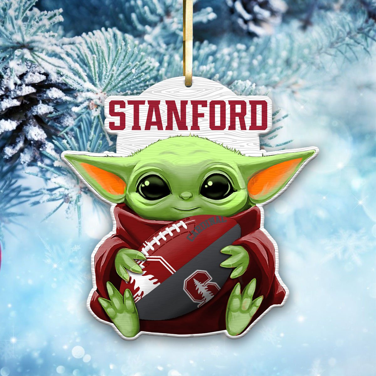 Stanford Cardinal Wood Ornament Baby Yoda For This Season, Any Team Any League TD43797