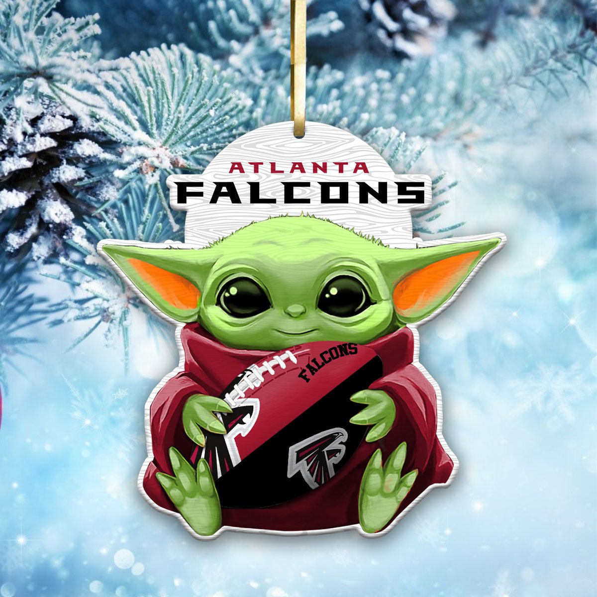 Atlanta Falcons Wood Ornament Baby Yoda For This Season, Any Team Any League TD43797