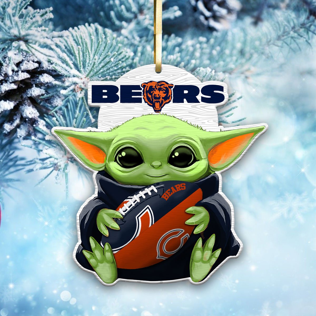 Chicago Bears Wood Ornament Baby Yoda For This Season, Any Team Any League TD43797