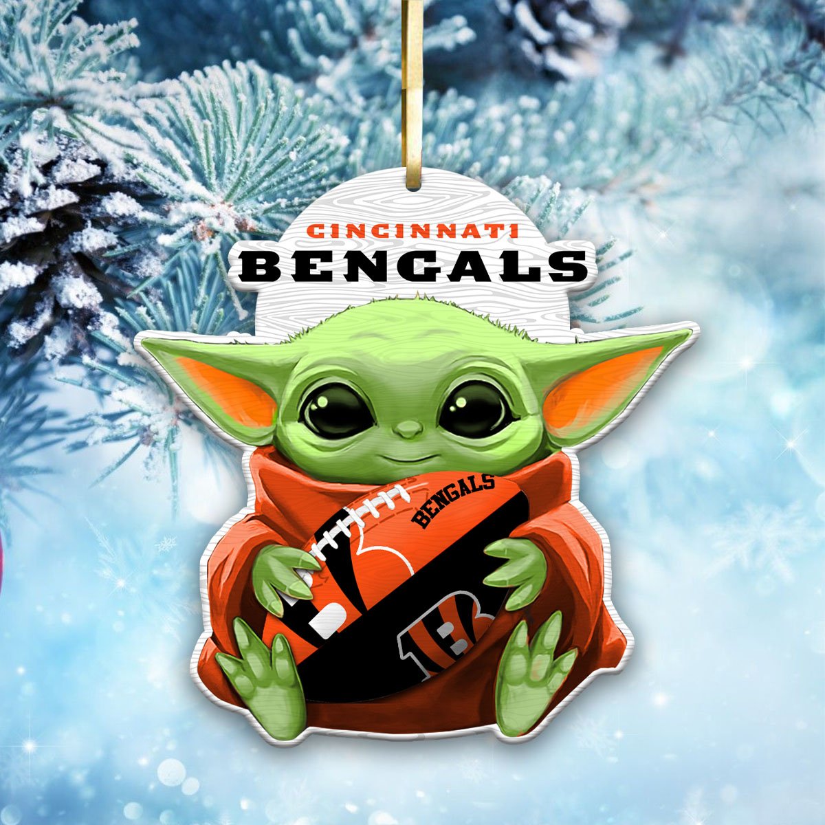 Cincinnati Bengals Wood Ornament Baby Yoda For This Season, Any Team Any League TD43797