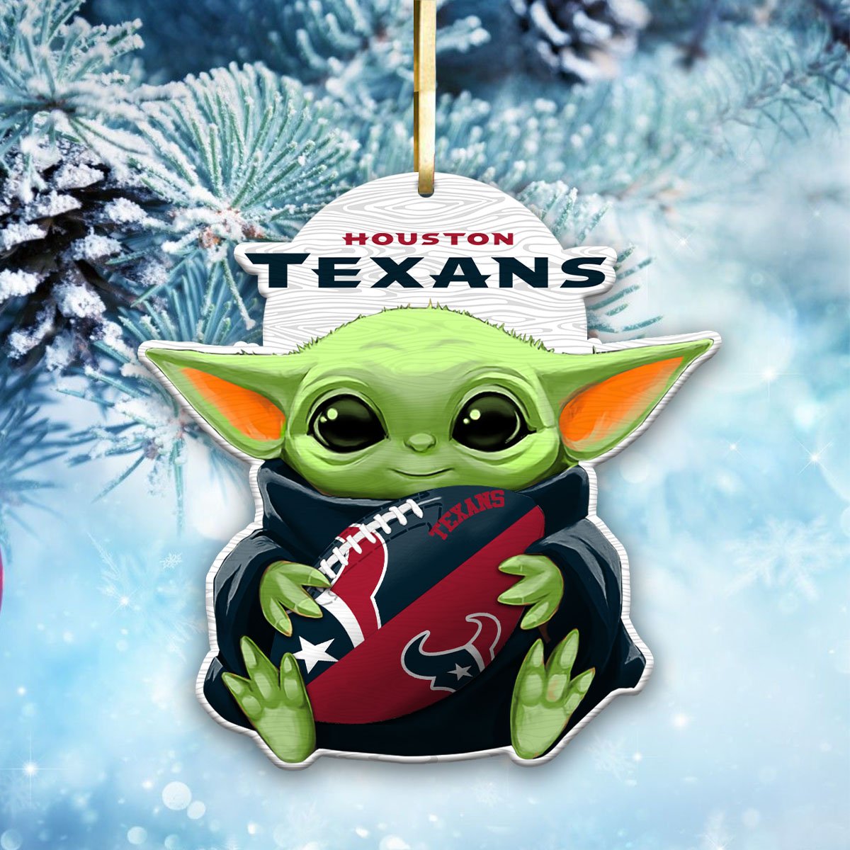 Houston Texans Wood Ornament Baby Yoda For This Season, Any Team Any League TD43797