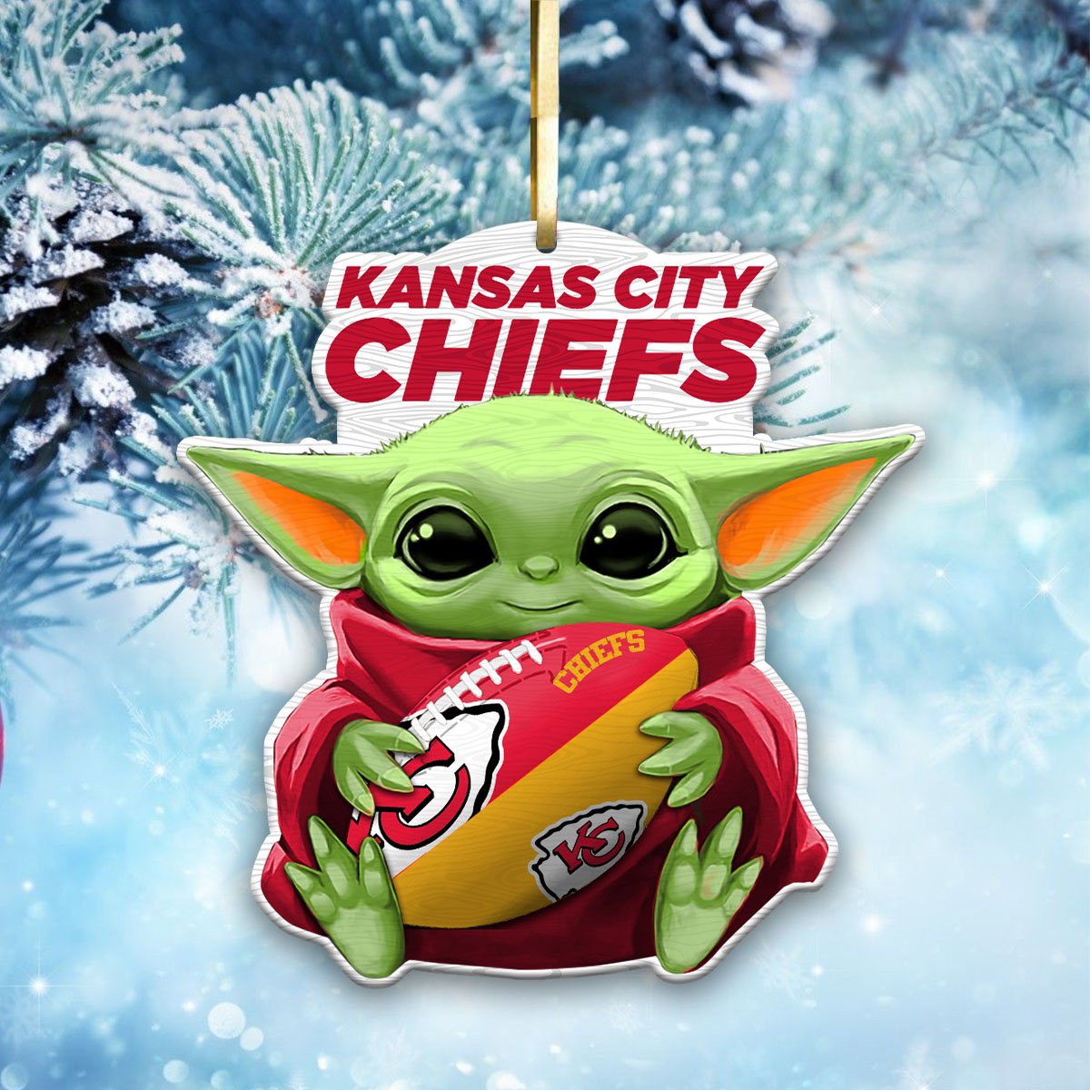 Kansas City Chiefs Wood Ornament Baby Yoda For This Season, Any Team Any League TD43797