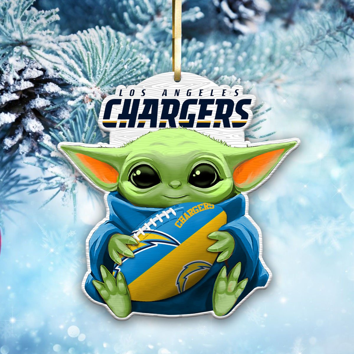 Los Angeles Chargers Wood Ornament Baby Yoda For This Season, Any Team Any League TD43797