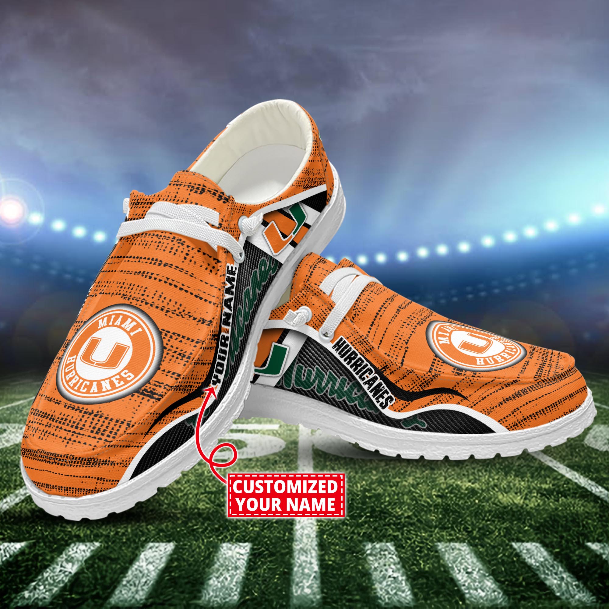 Miami Hurricanes Dude Shoes Custom Name  New Arrivals H52539