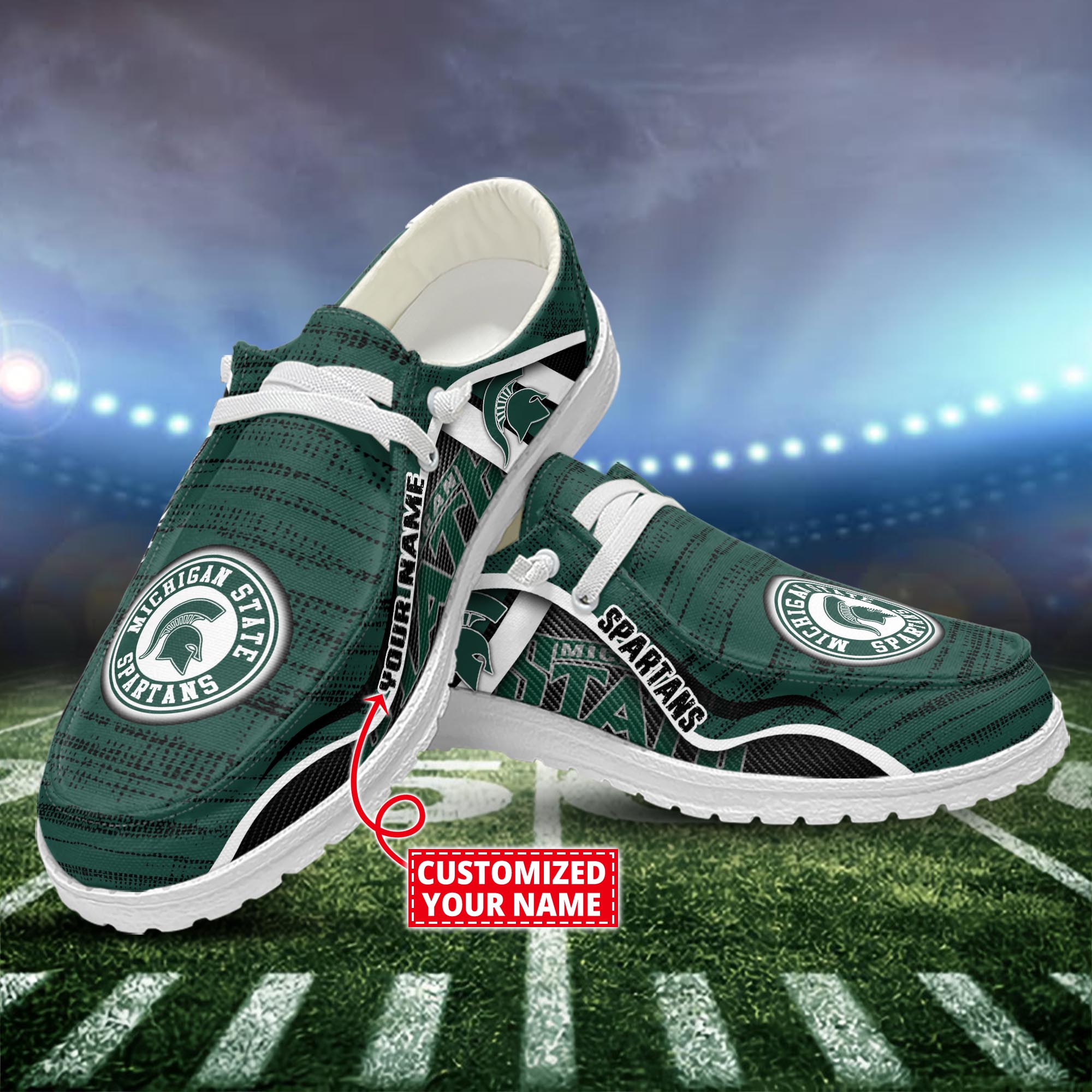 Michigan State Spartans Dude Shoes Custom Name  New Arrivals H52539