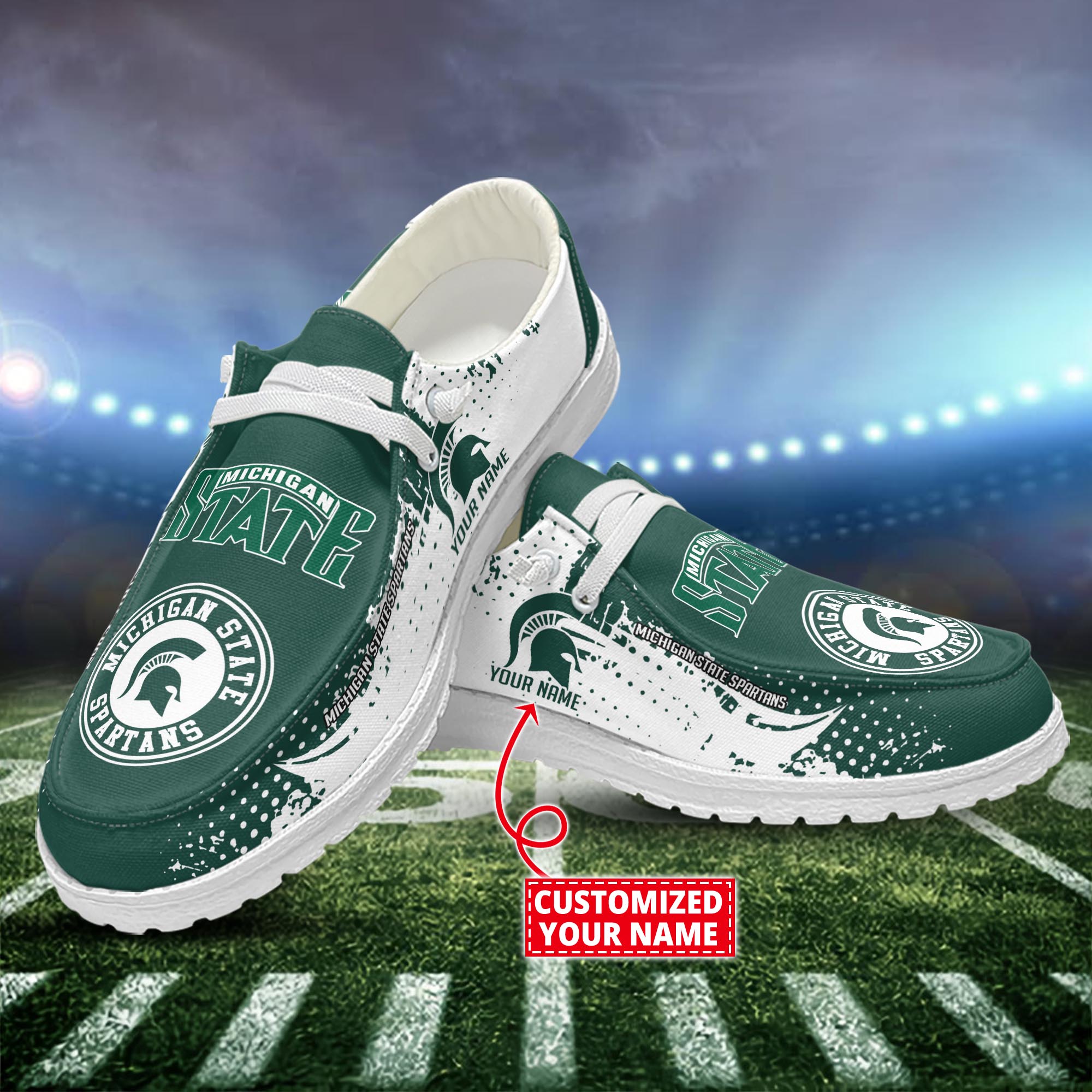 Michigan State Spartans Dude Shoes Custom Name  New Arrivals H52544