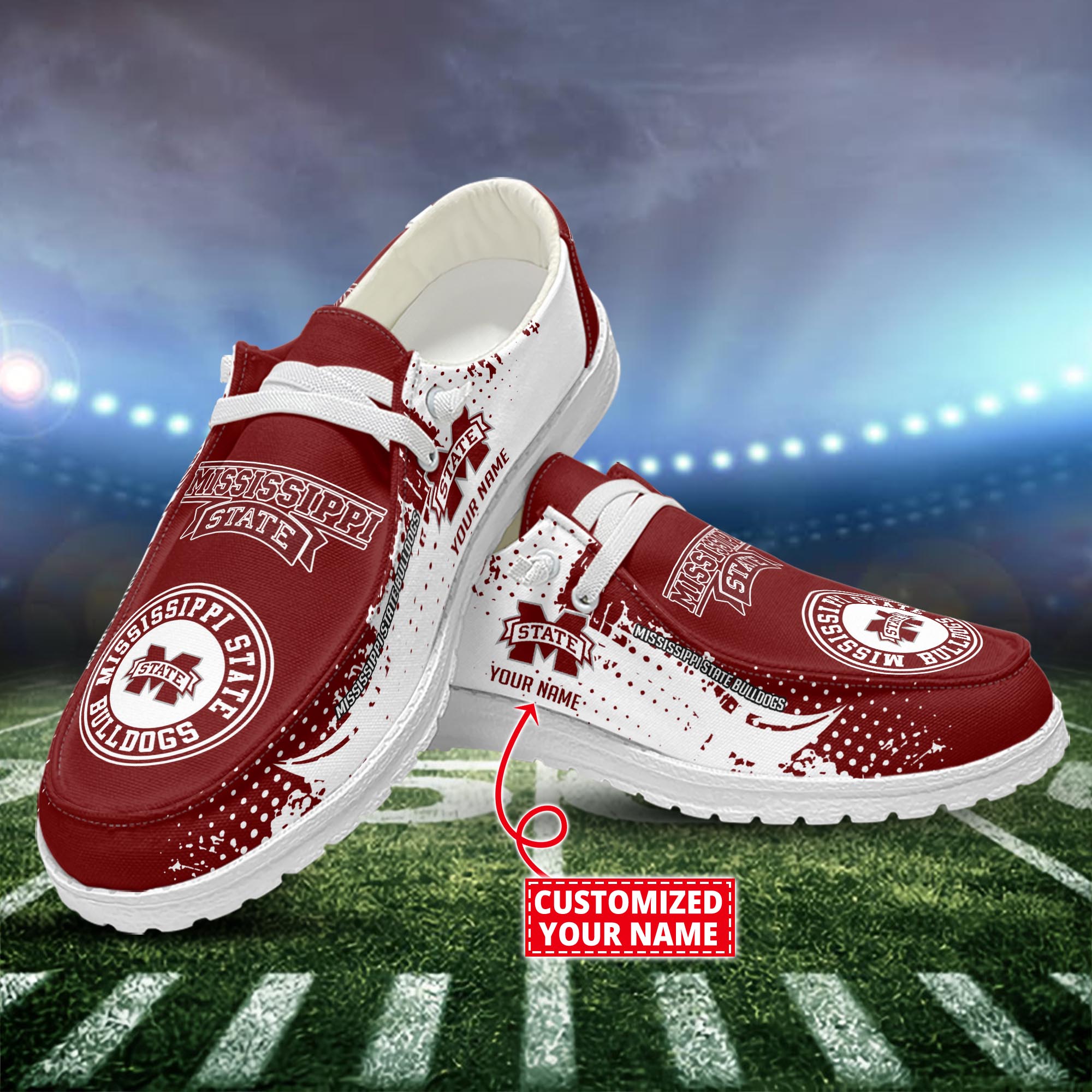 Mississippi State Bulldogs Dude Shoes Custom Name  New Arrivals H52544