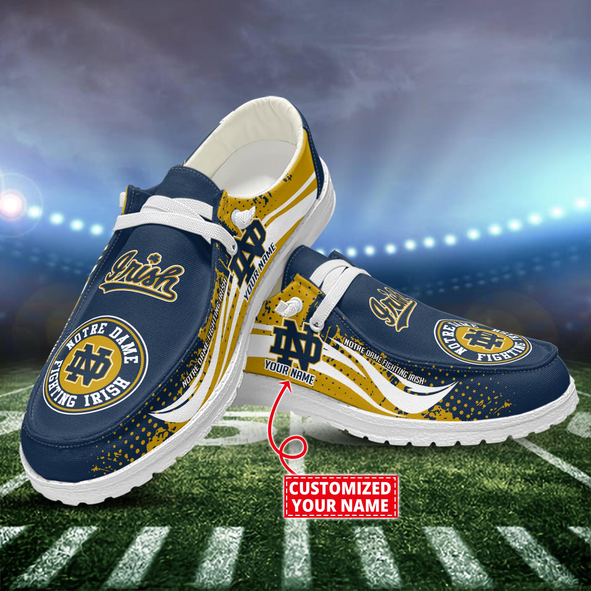 Notre Dame Fighting Irish Dude Shoes Custom Name  New Arrivals H52544