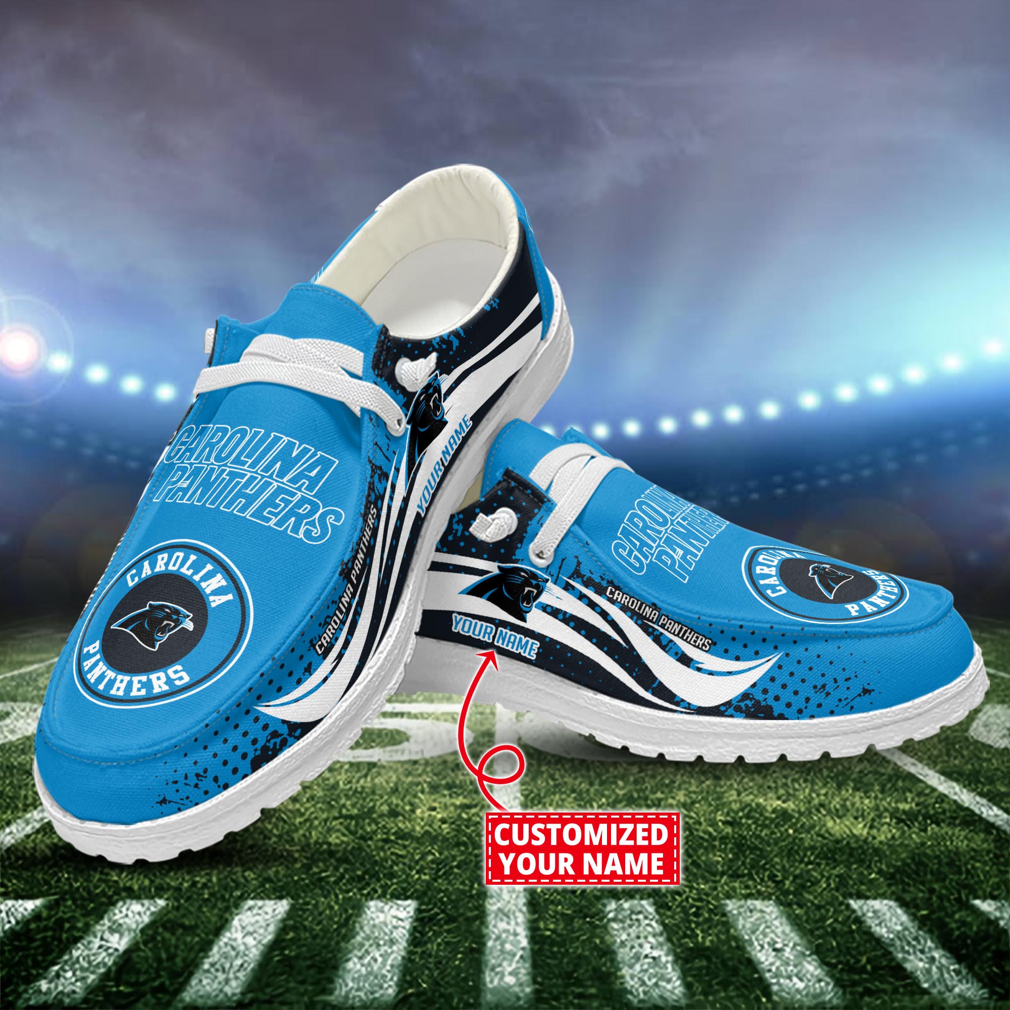 Carolina Panthers Dude Shoes Custom Name  New Arrivals H52544