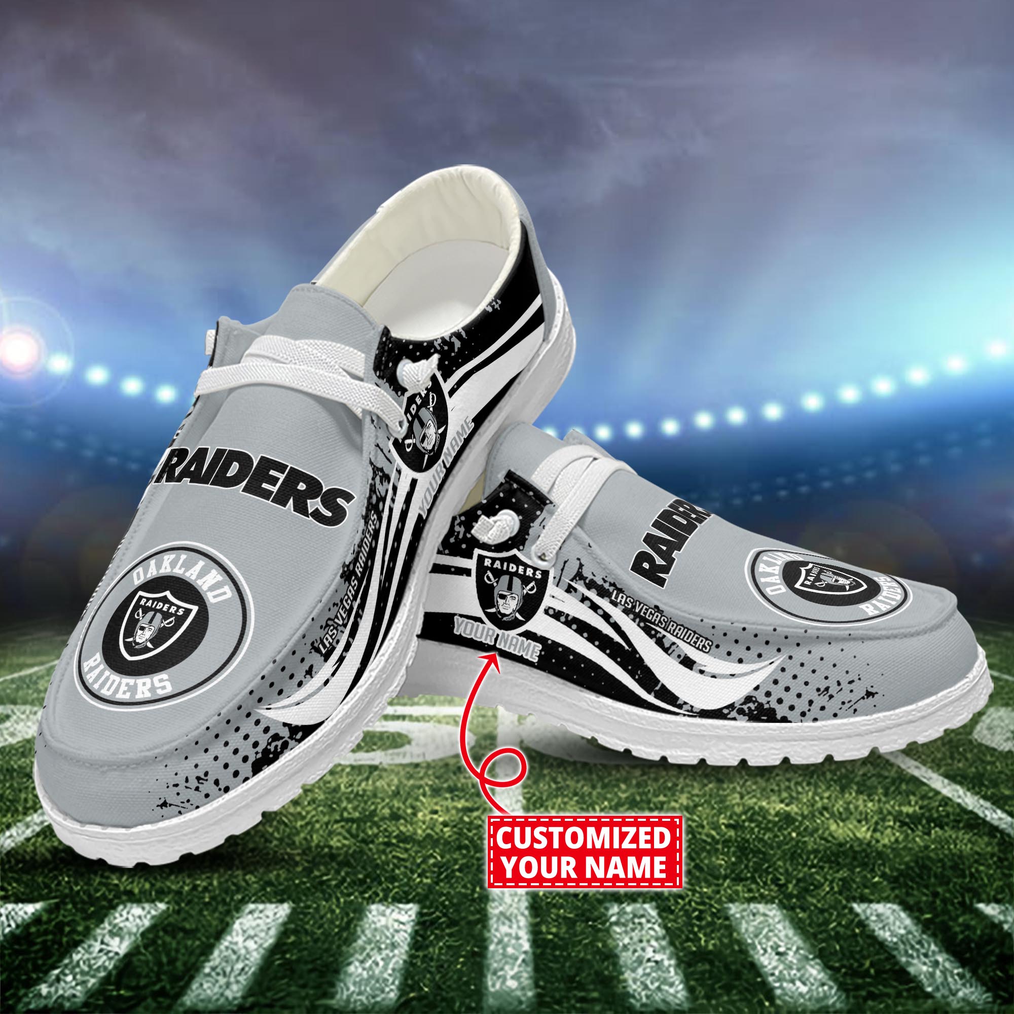 Las Vegas Raiders Dude Shoes Custom Name  New Arrivals H52544