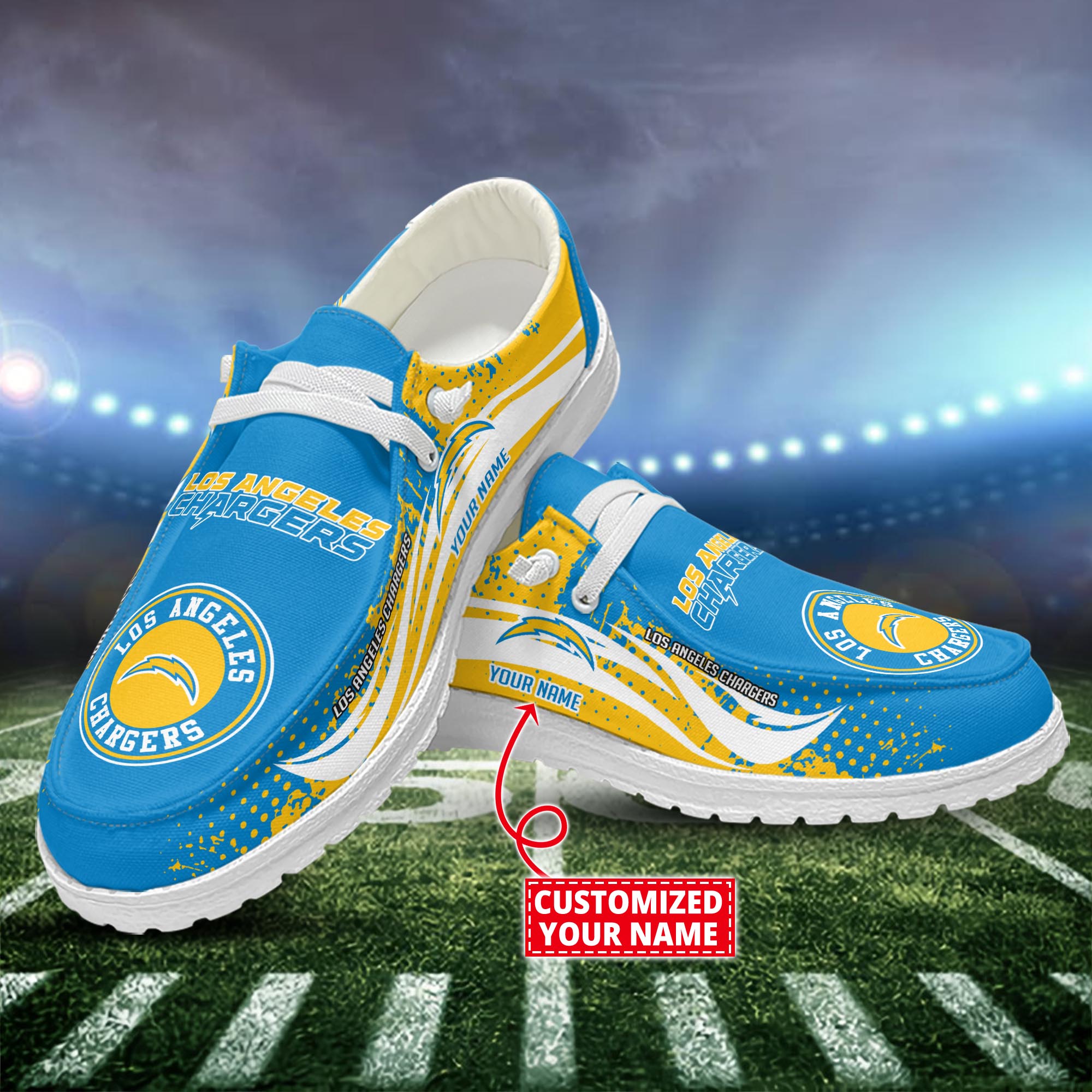 Los Angeles Chargers Dude Shoes Custom Name  New Arrivals H52544