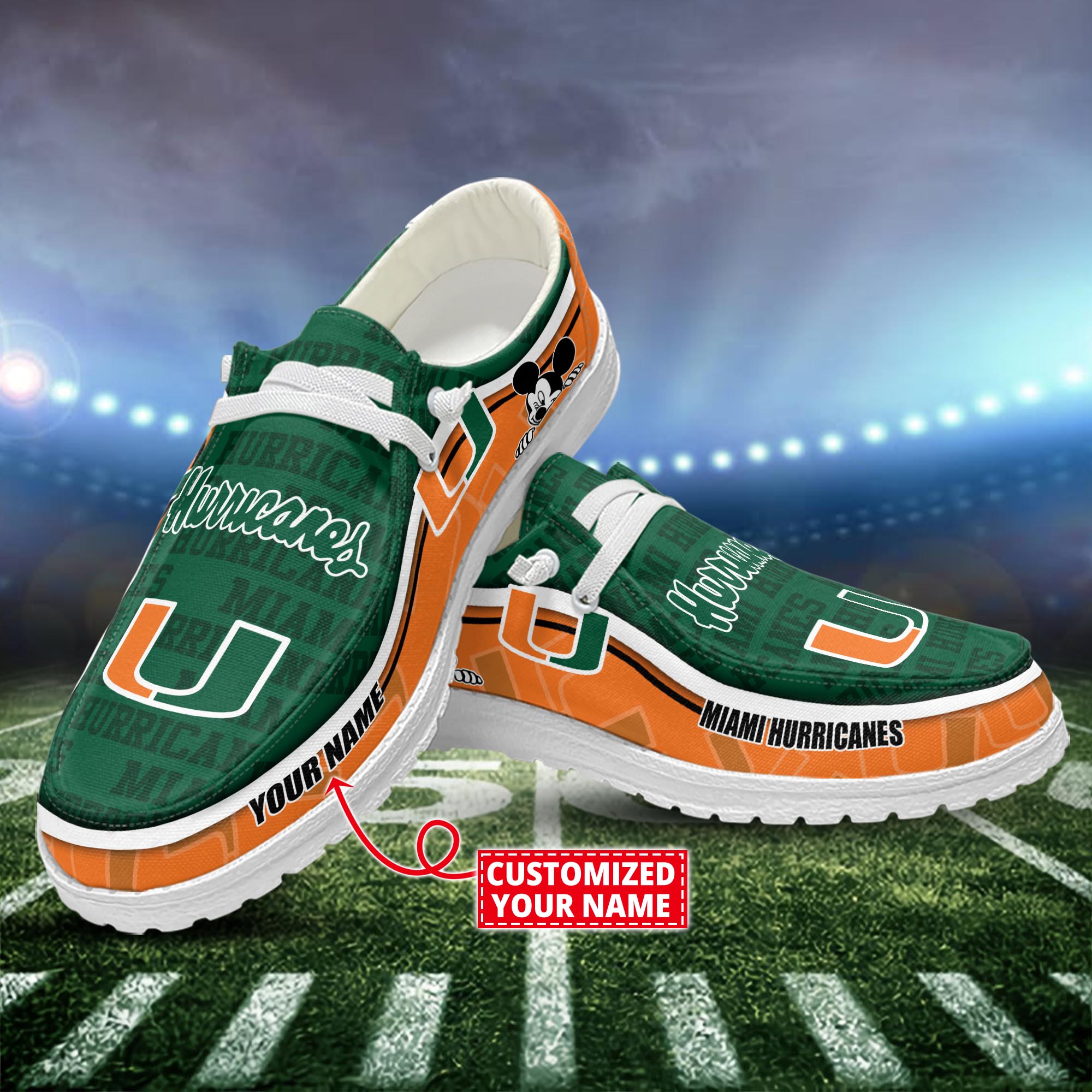 Miami Hurricanes Dude Shoes Custom Name  New Arrivals H52553