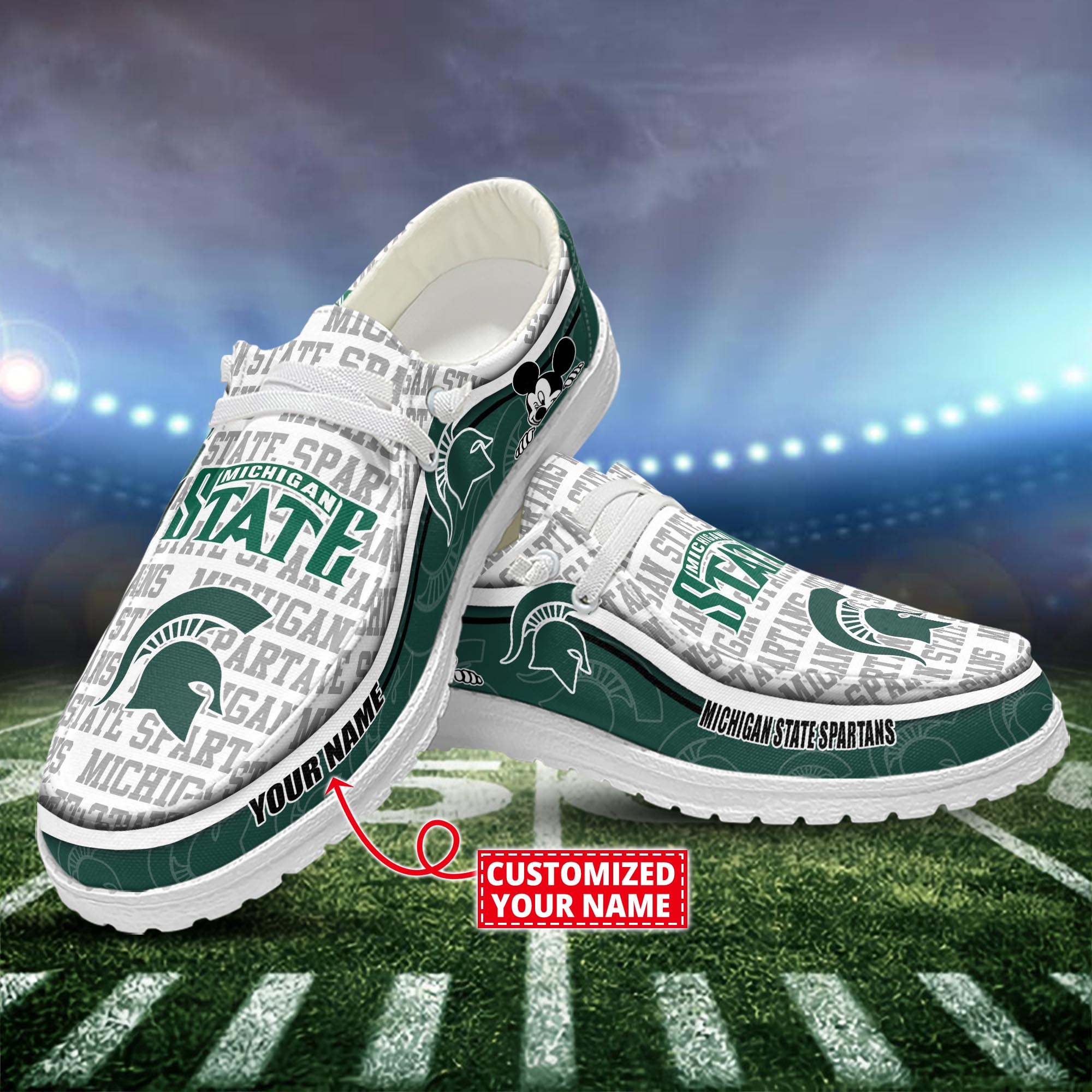 Michigan State Spartans Dude Shoes Custom Name  New Arrivals H52553