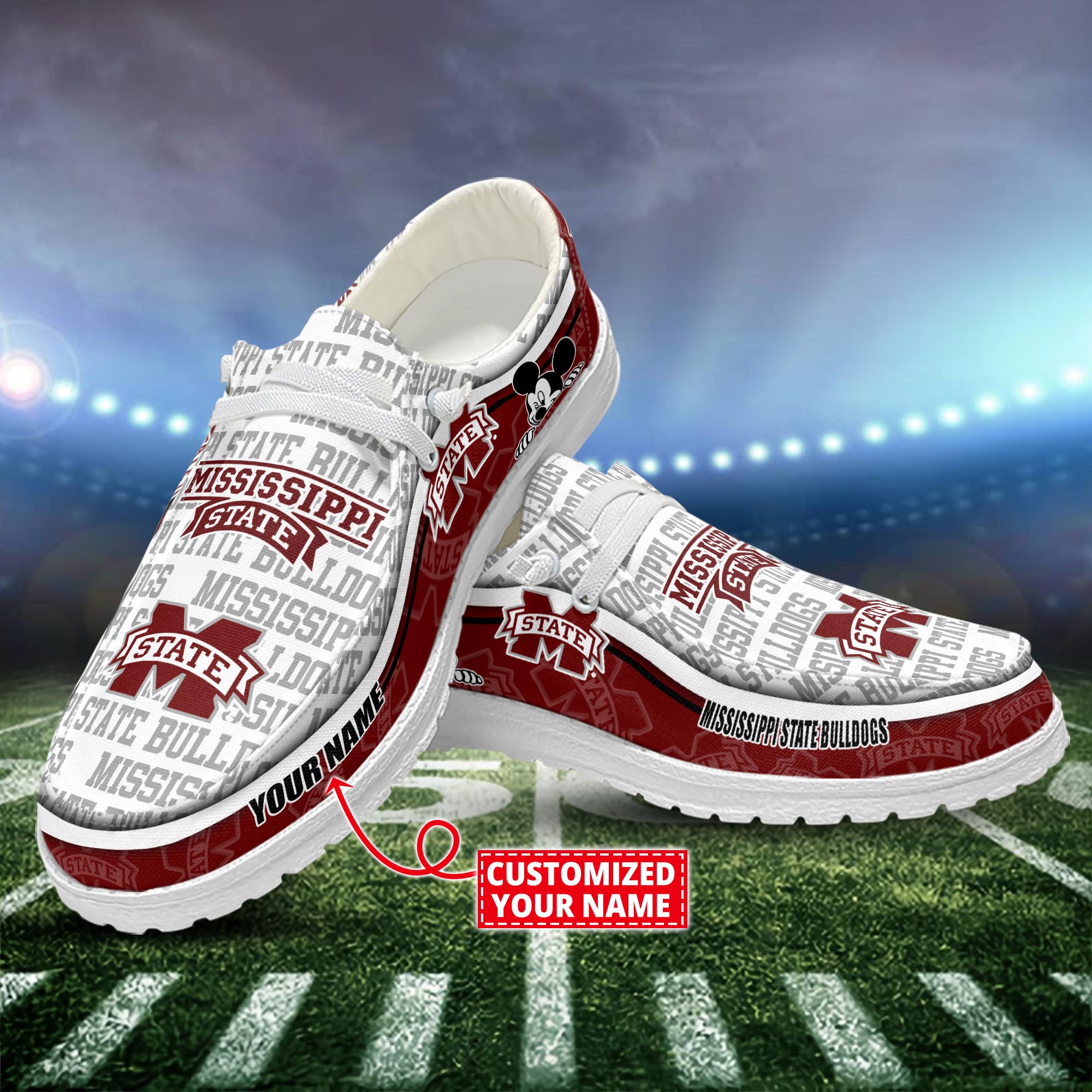 Mississippi State Bulldogs Dude Shoes Custom Name  New Arrivals H52553