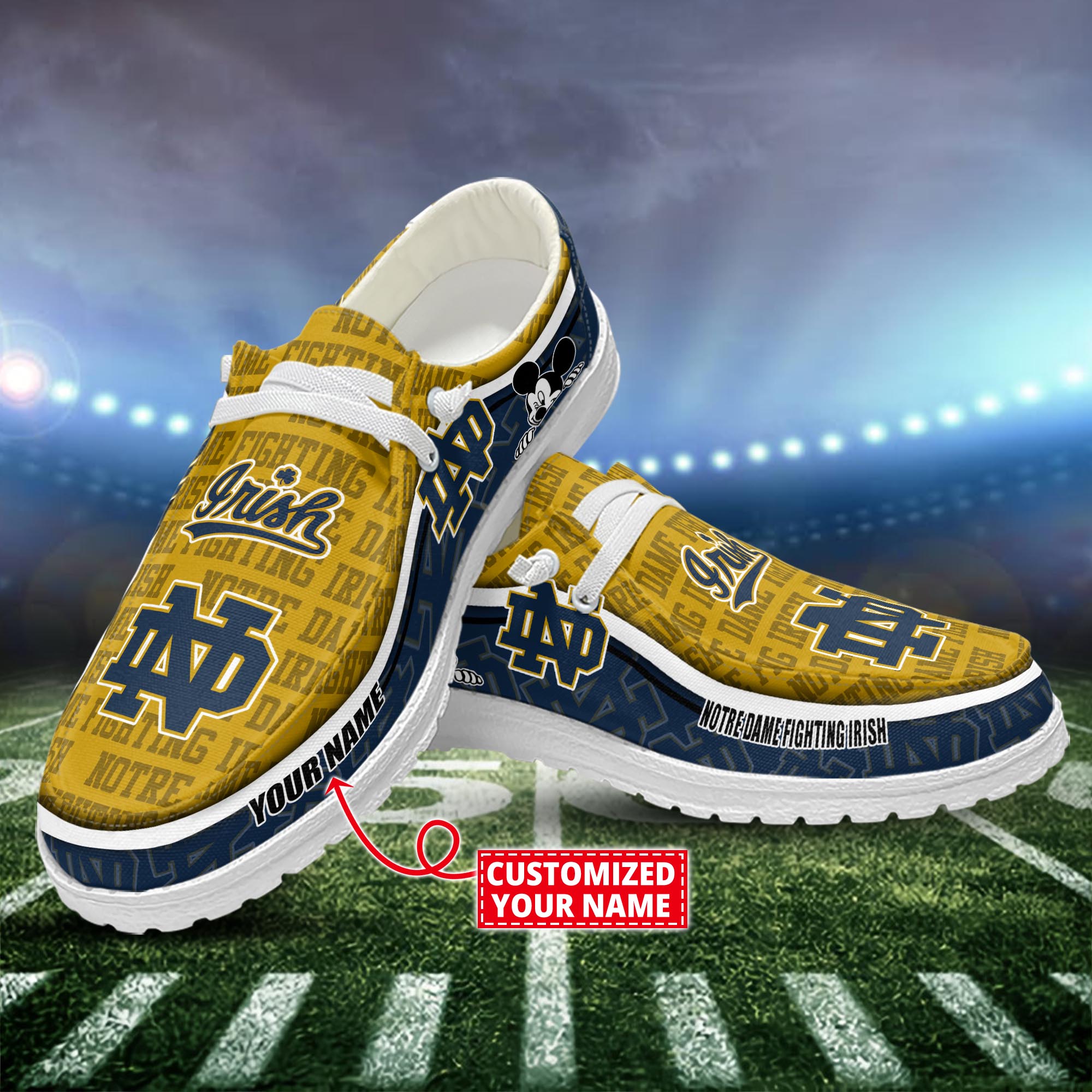 Notre Dame Fighting Irish Dude Shoes Custom Name  New Arrivals H52553