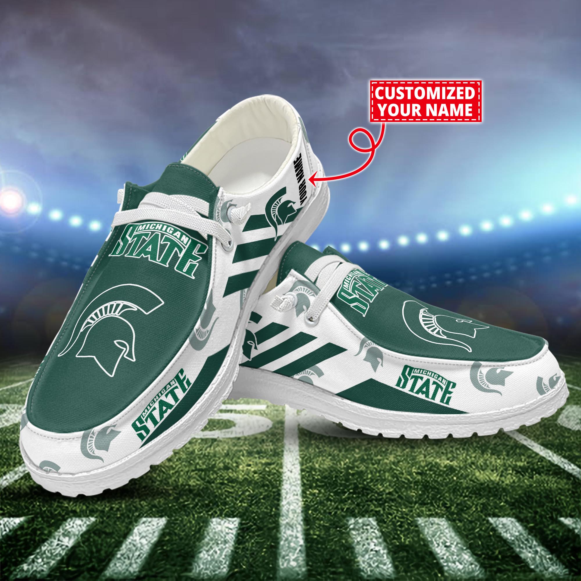 Michigan State Spartans Dude Shoes Custom Name  New Arrivals H52556